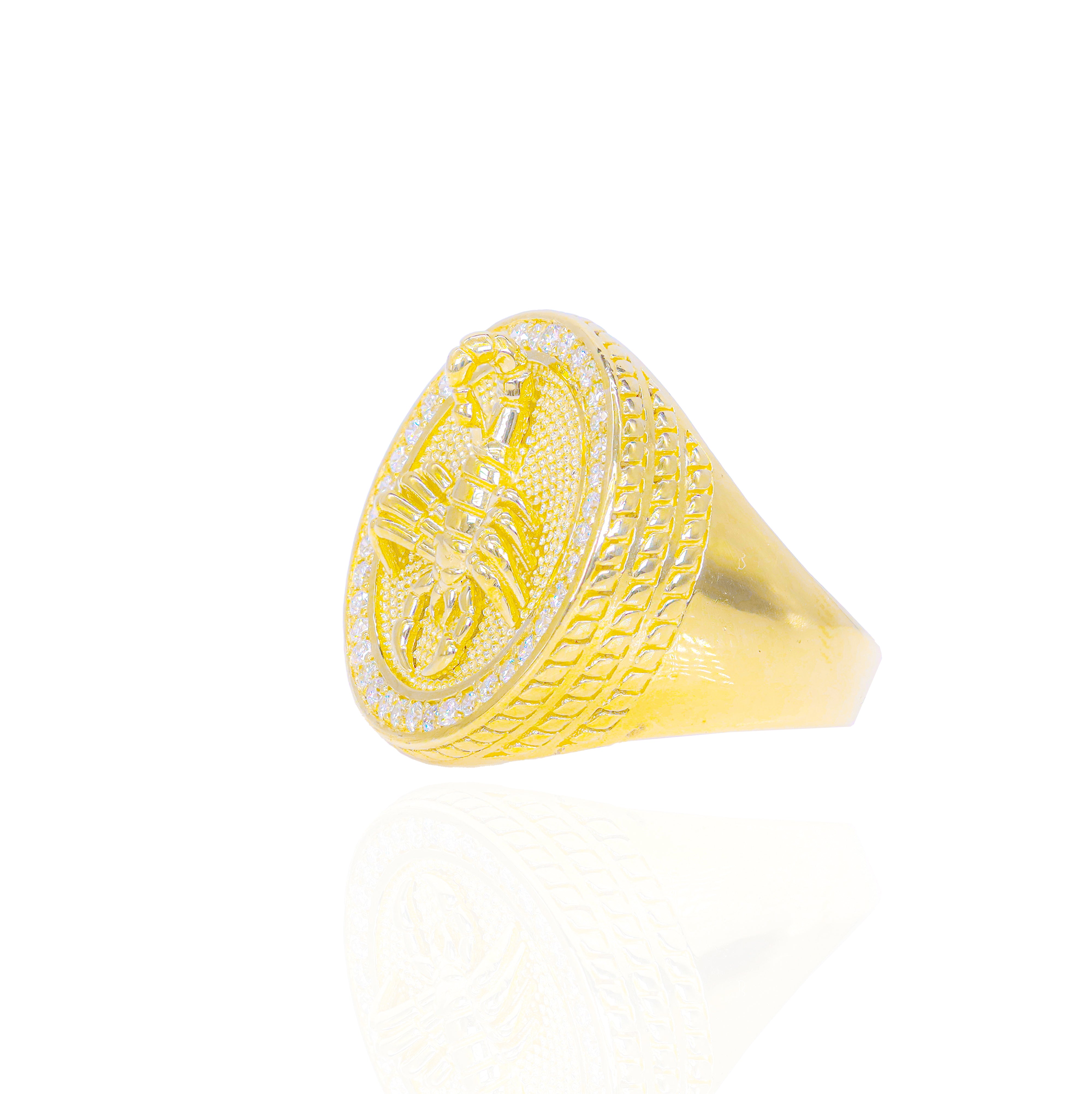 Solid Gold 3D Scorpion Ring w/ Diamond Border