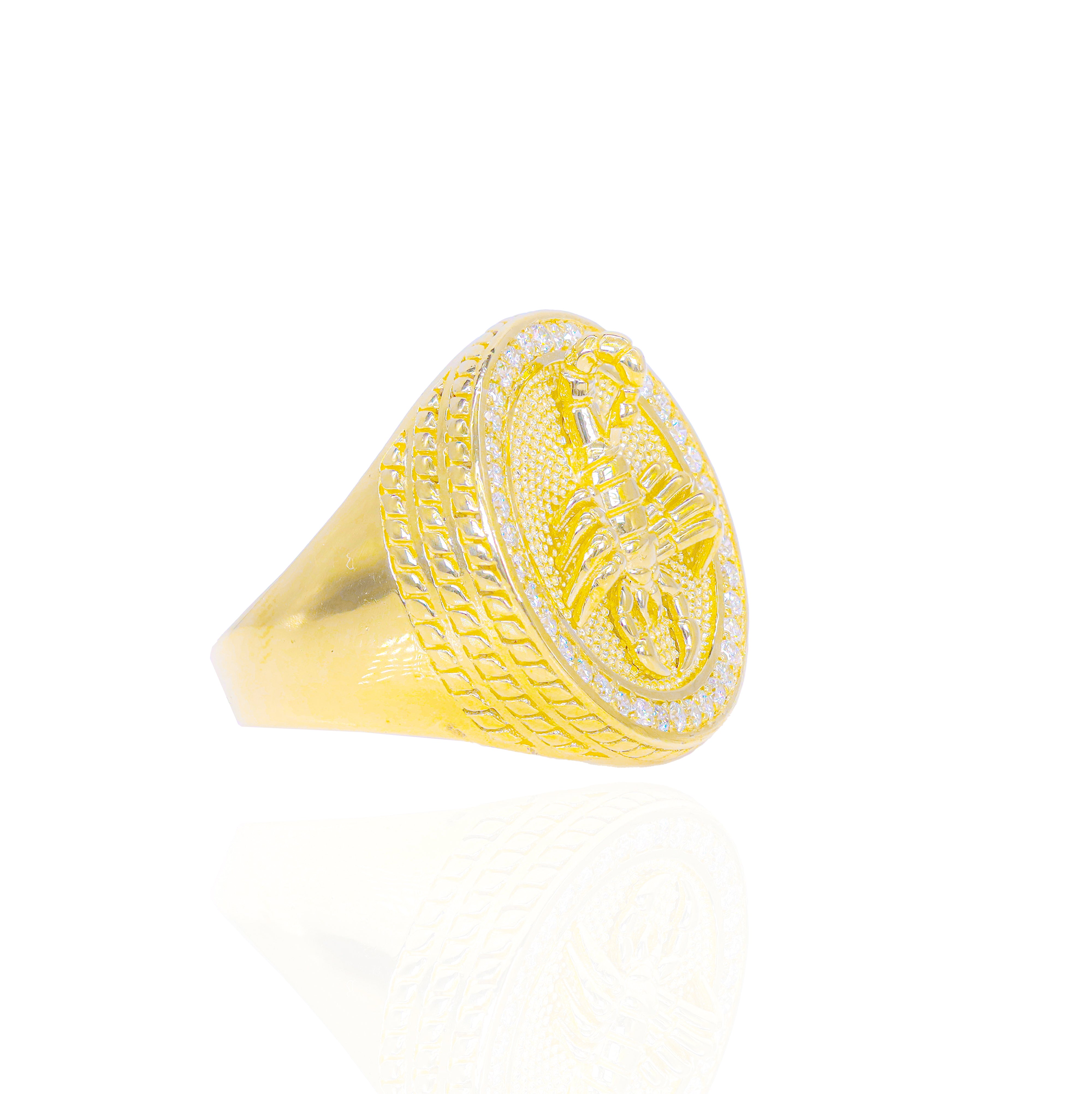 Solid Gold 3D Scorpion Ring w/ Diamond Border