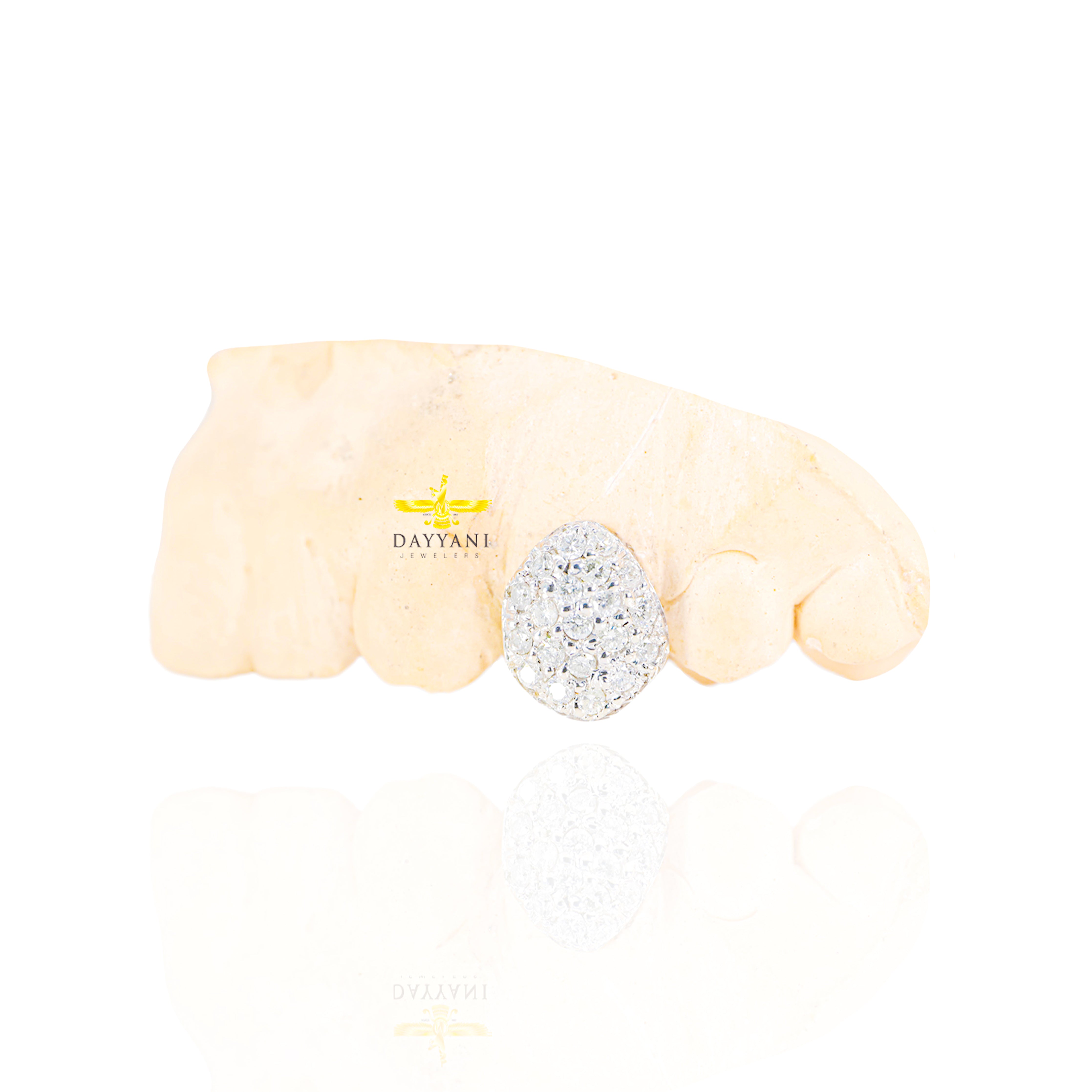 Custom One Tooth Diamond Grillz Hand Set Natural Diamonds Custom Grillz Top OR BOTTOM (TOP TEETH ADHESIVE REQUIRED)