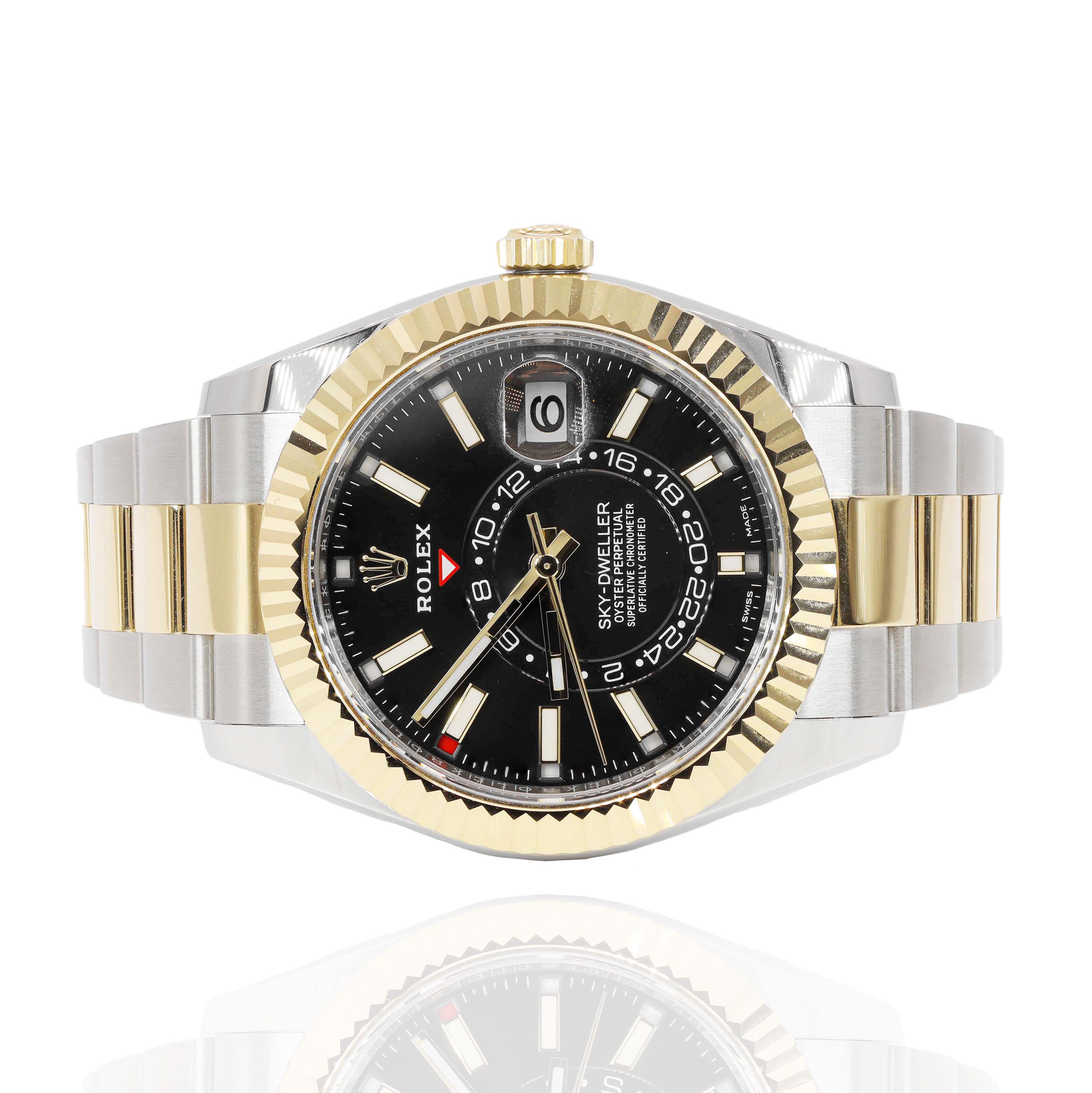Rolex 326933 Sky Dweller Black Dial 18k Yellow Gold Stainless Steel