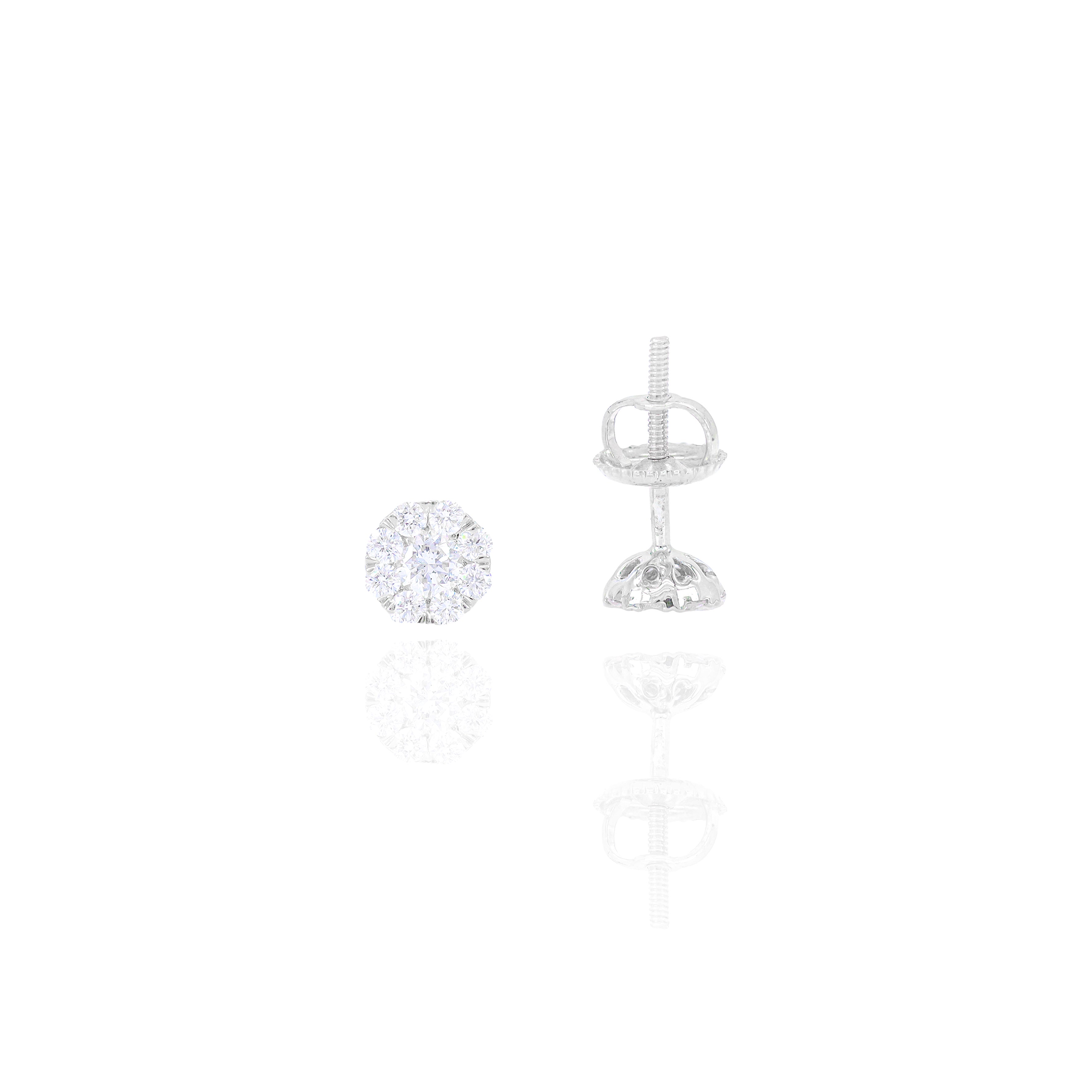 1/2 (Half) Carat Cluster Pauve Diamond Earrings
