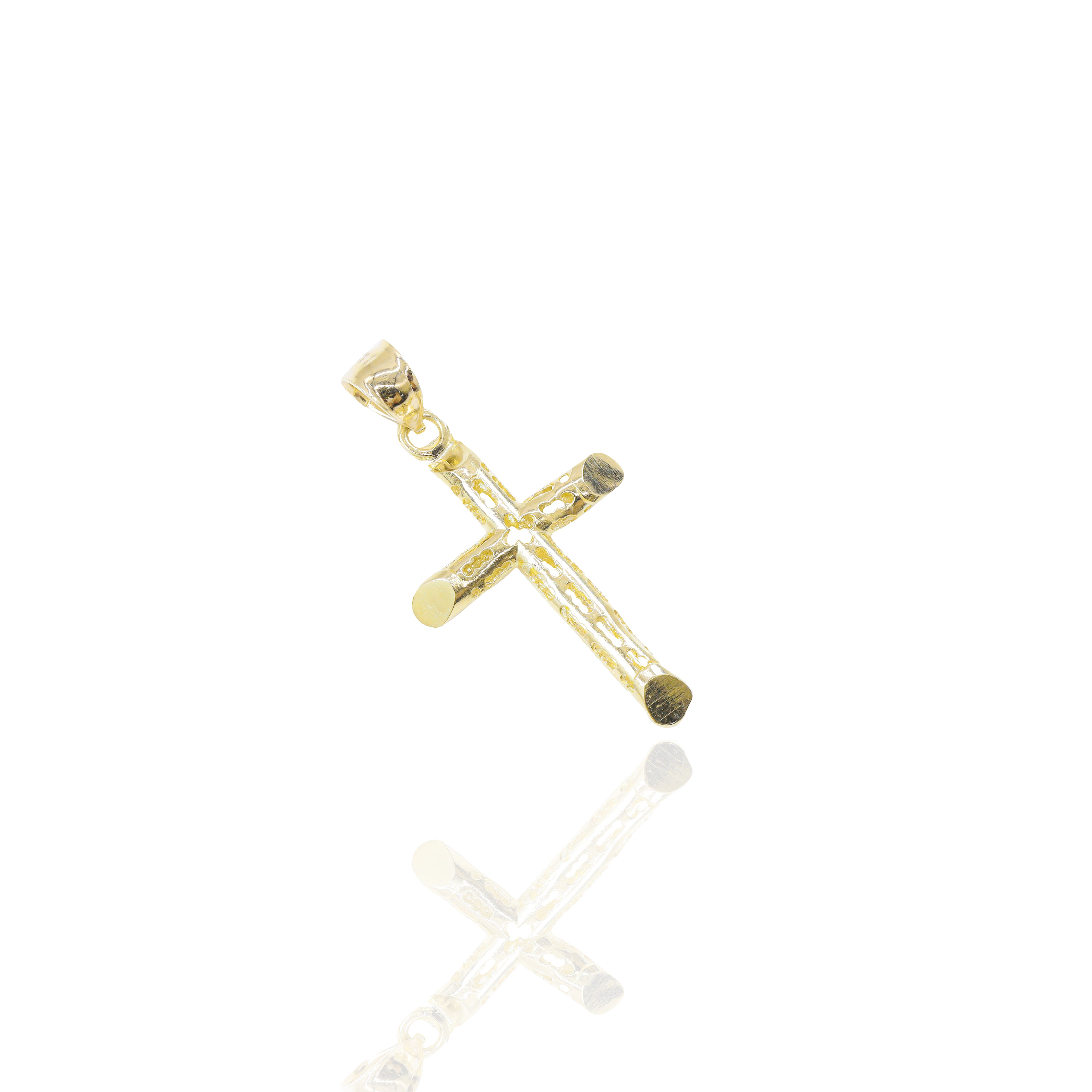 Italian Gold Cross Pendant with Opening (Extra-Small)