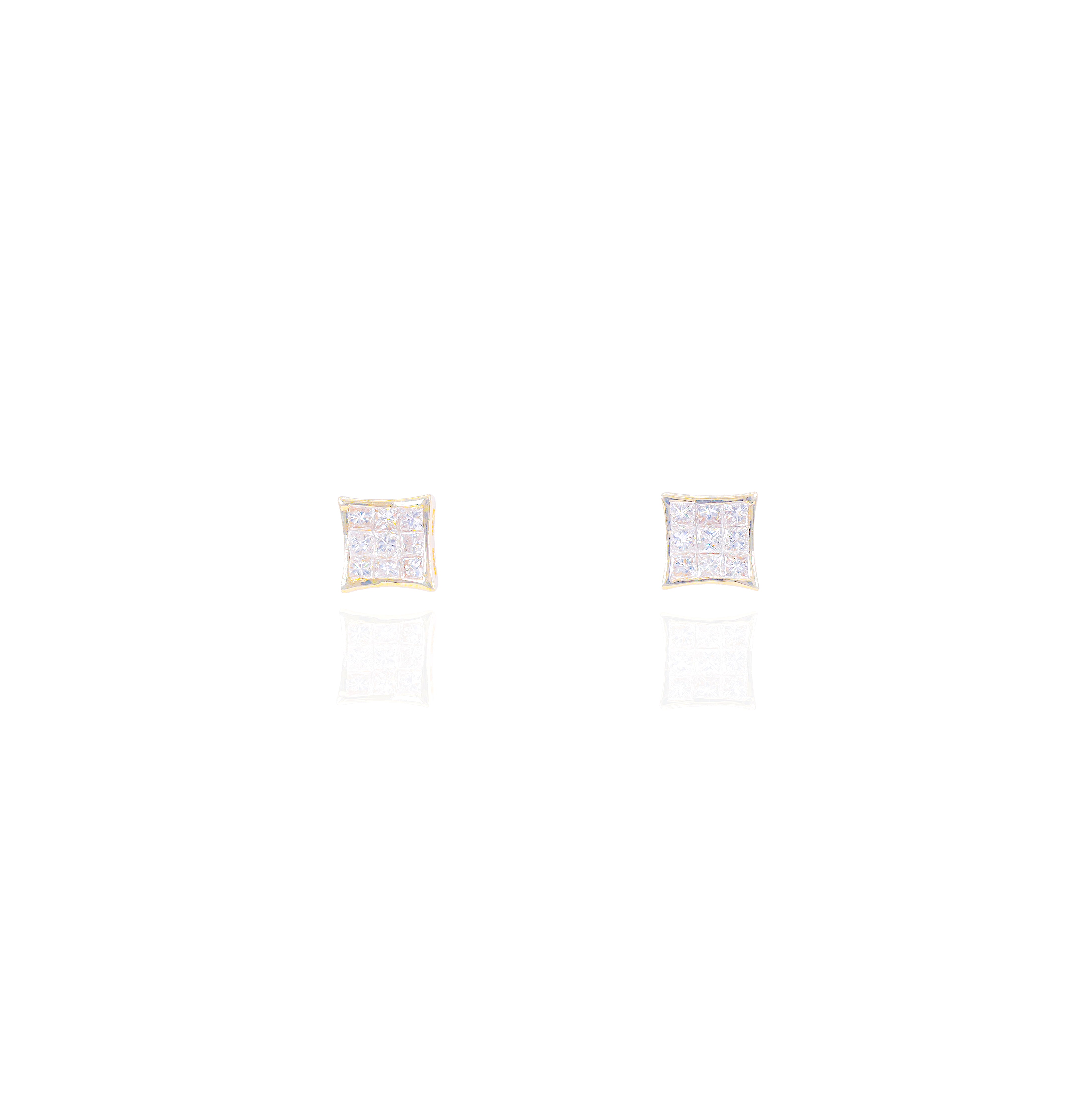 Invisible Set Princess Cut Diamond Earrings with Pointed Corners