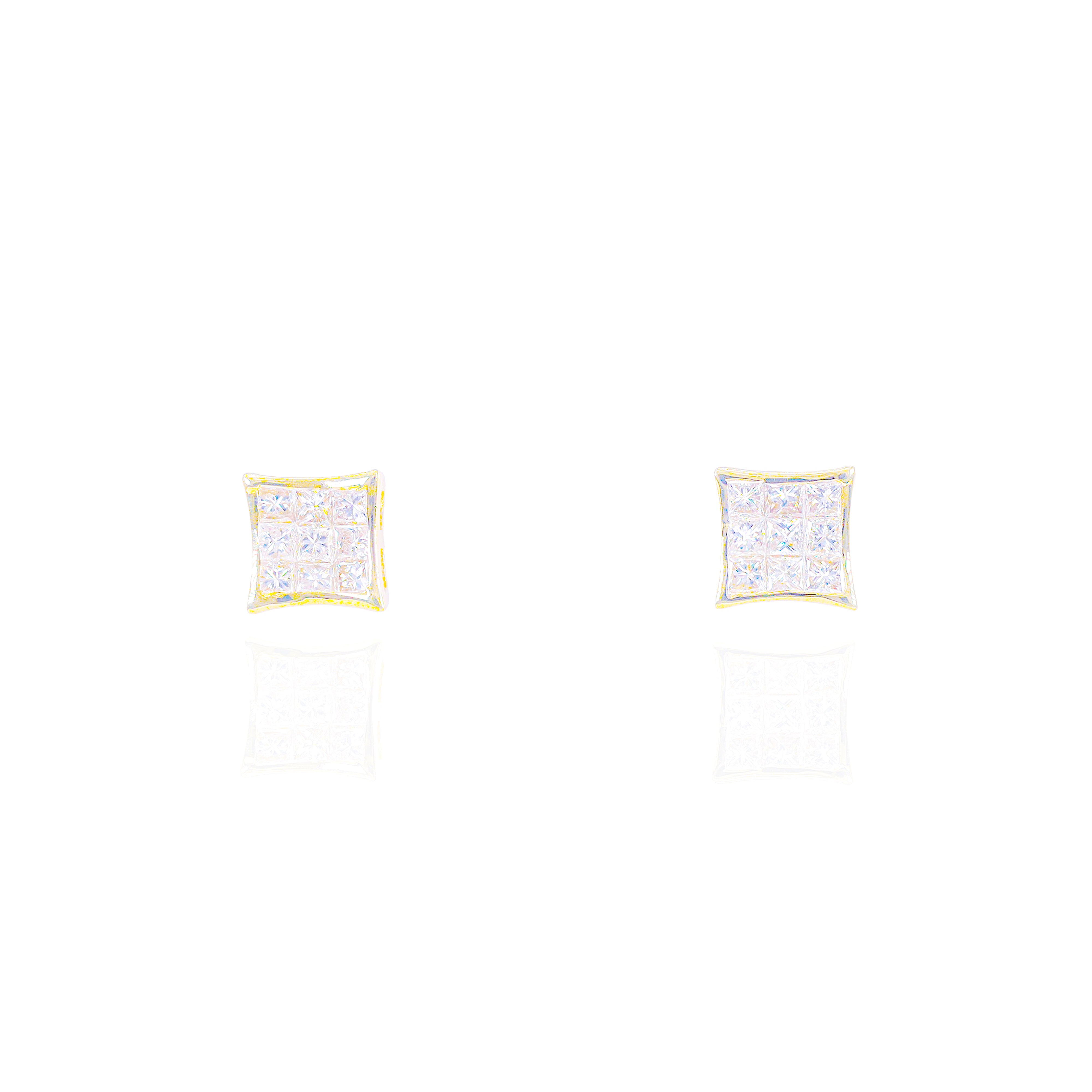 Invisible Set Princess Cut Diamond Earrings with Pointed Corners