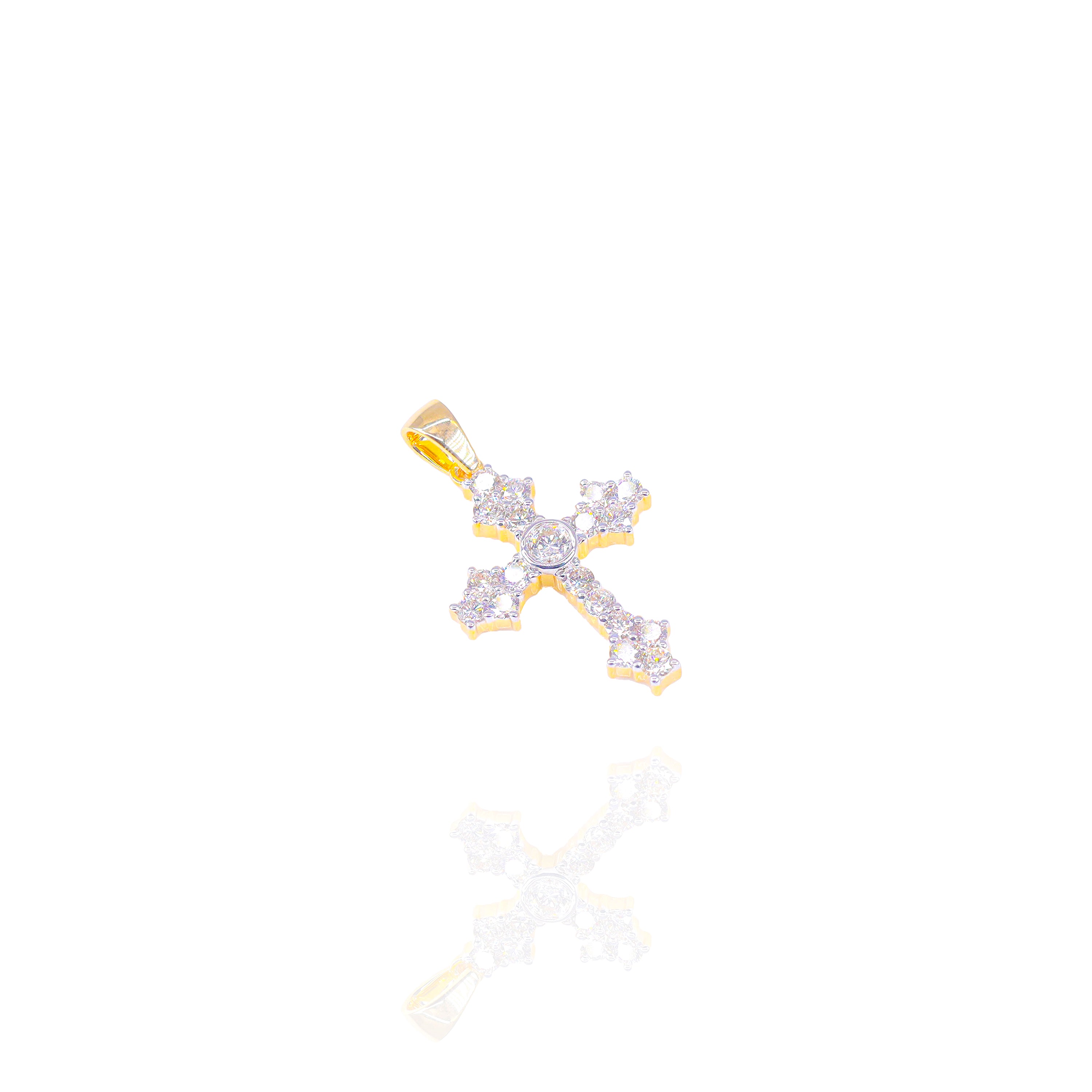 Small Cross with Center Stone Diamond Pendant