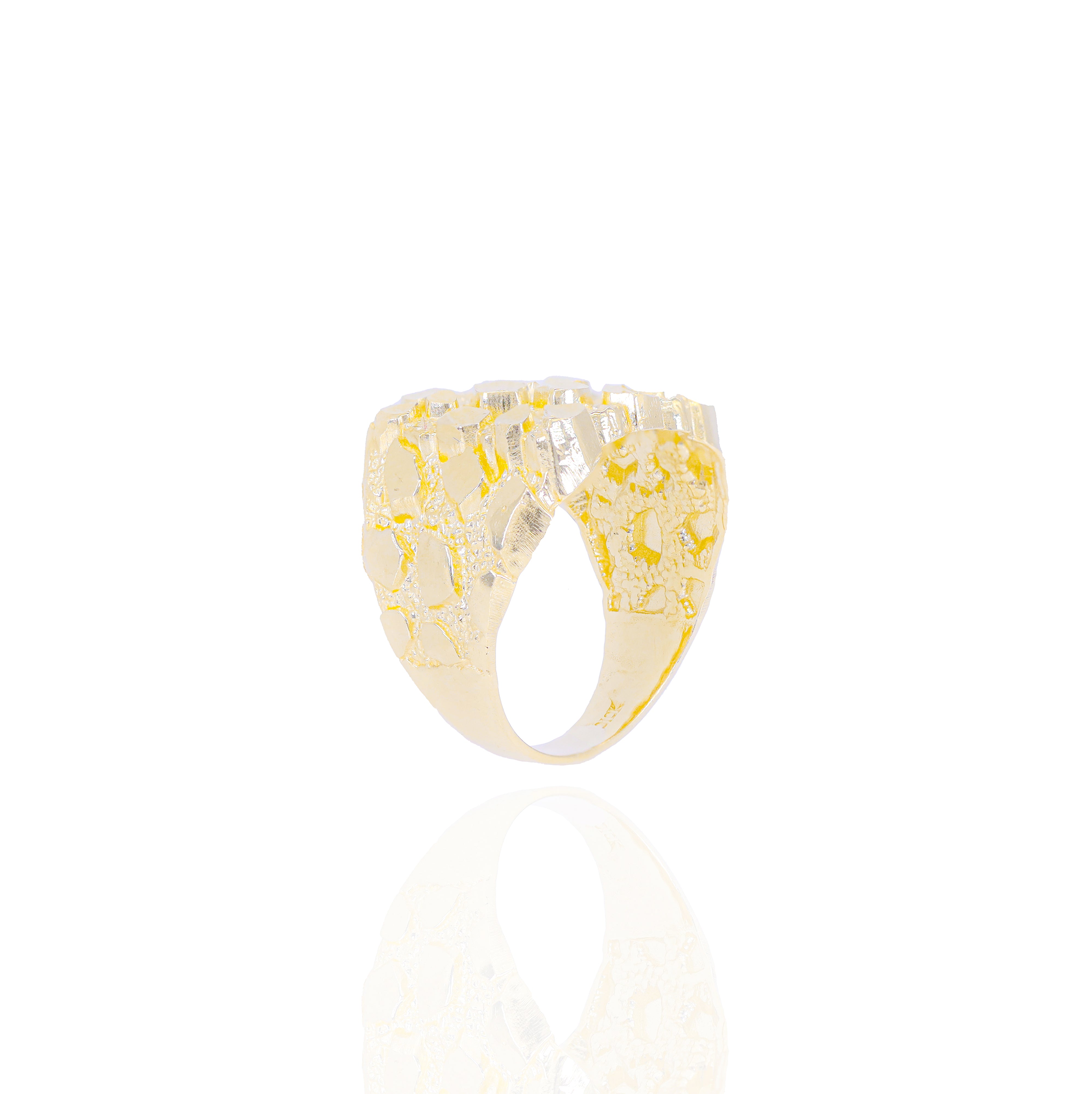 10KT Solid Gold Nugget Cut Ring