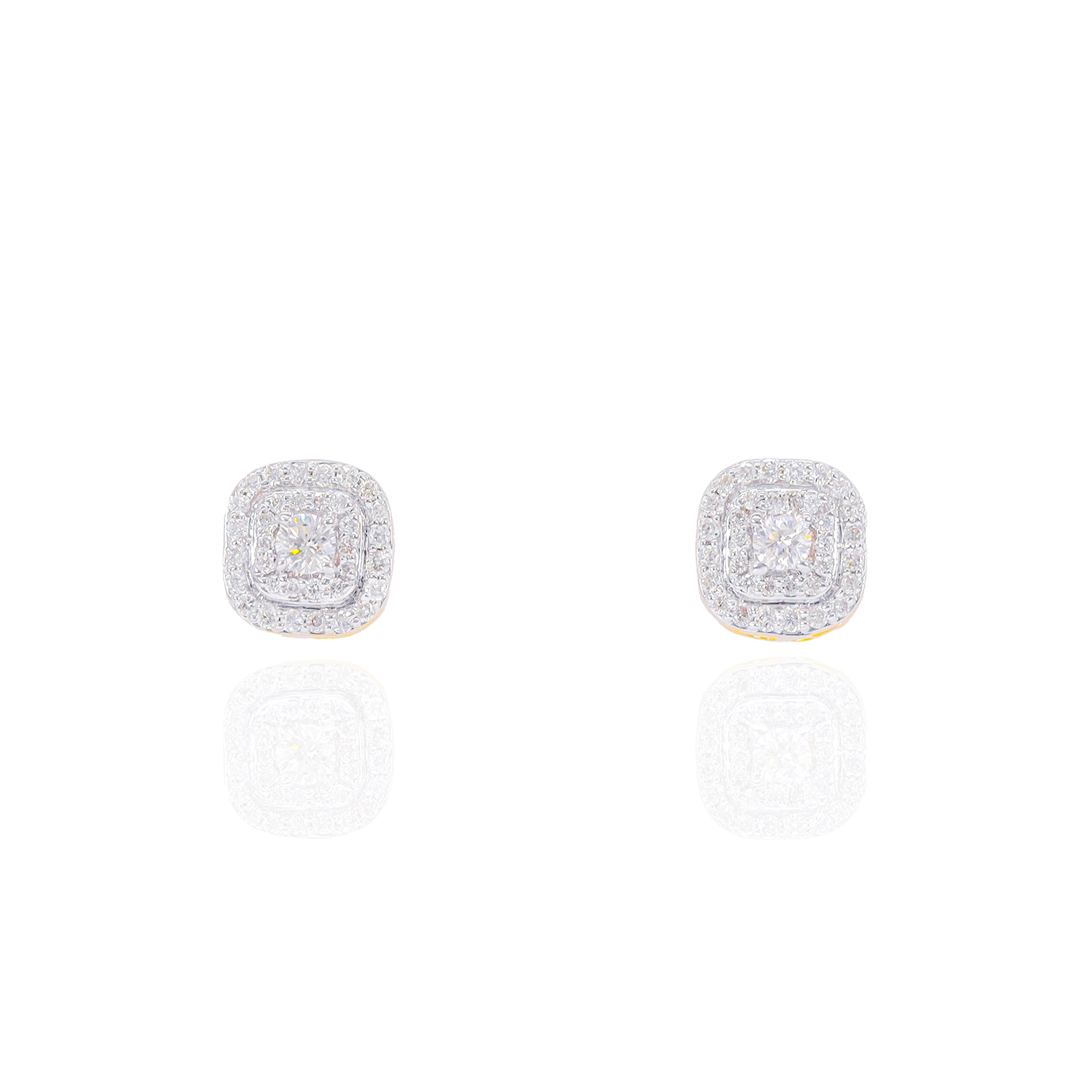 Small Square Layered Diamond Earrings