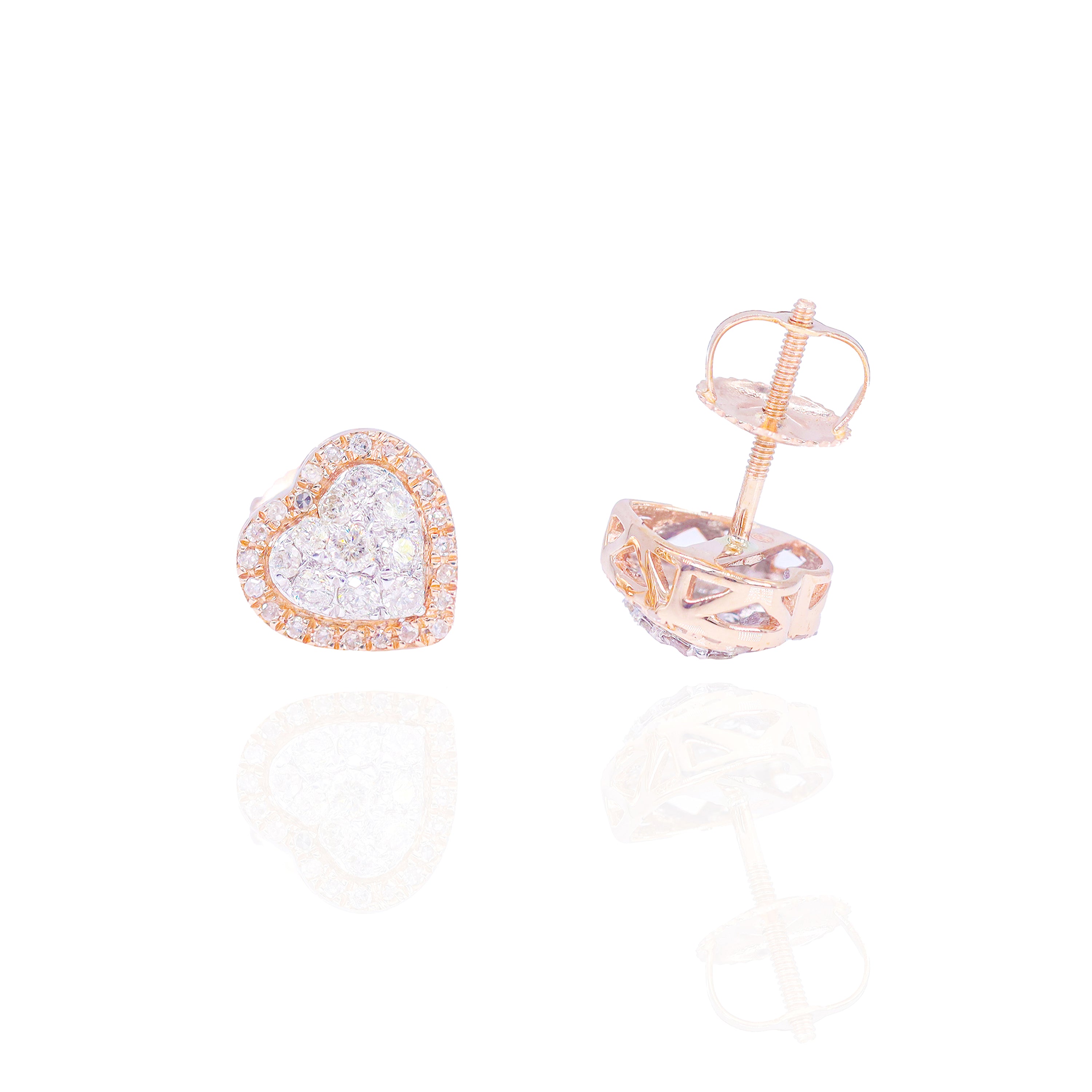 Two-Tone Heart Cluster Diamond Earrings