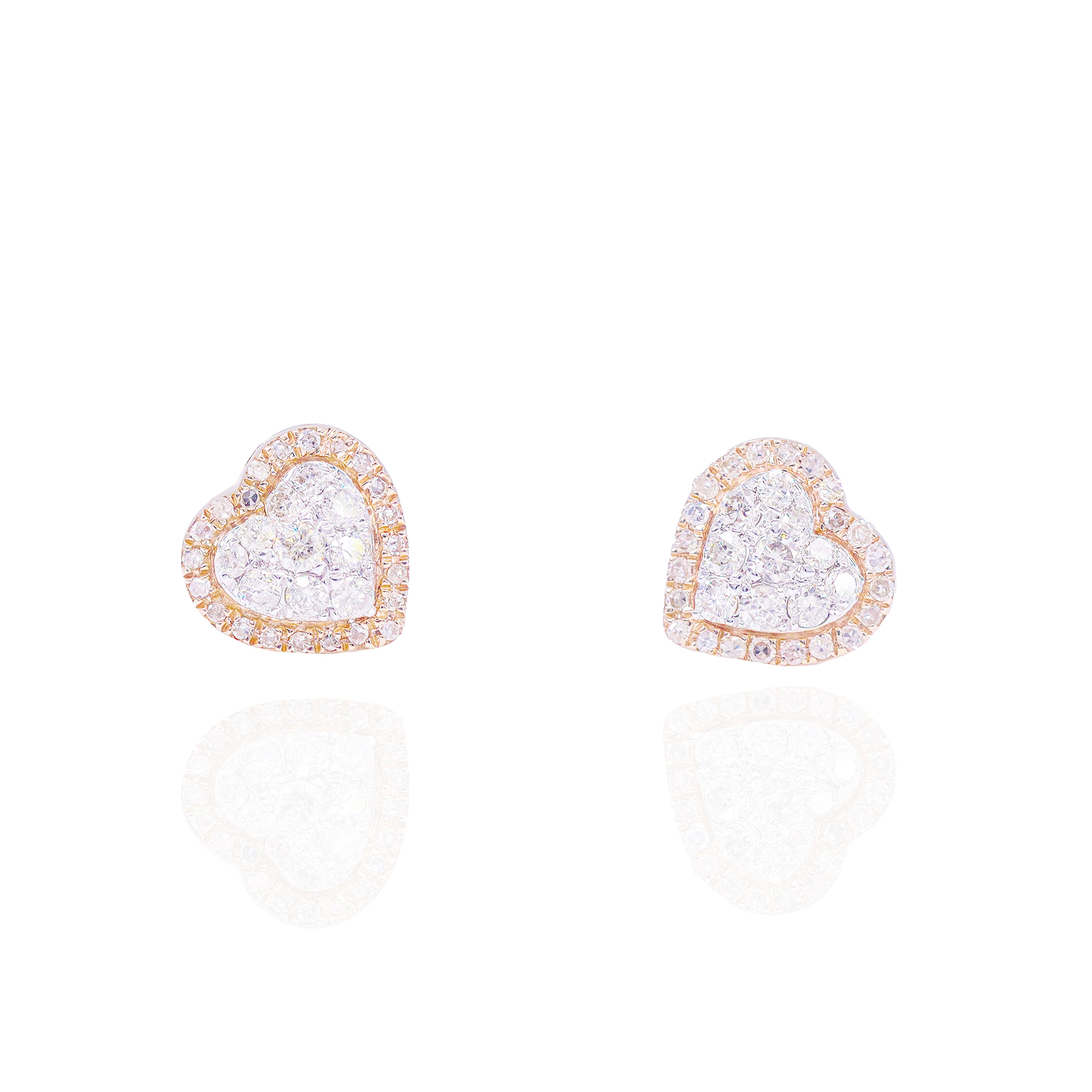 Two-Tone Heart Cluster Diamond Earrings