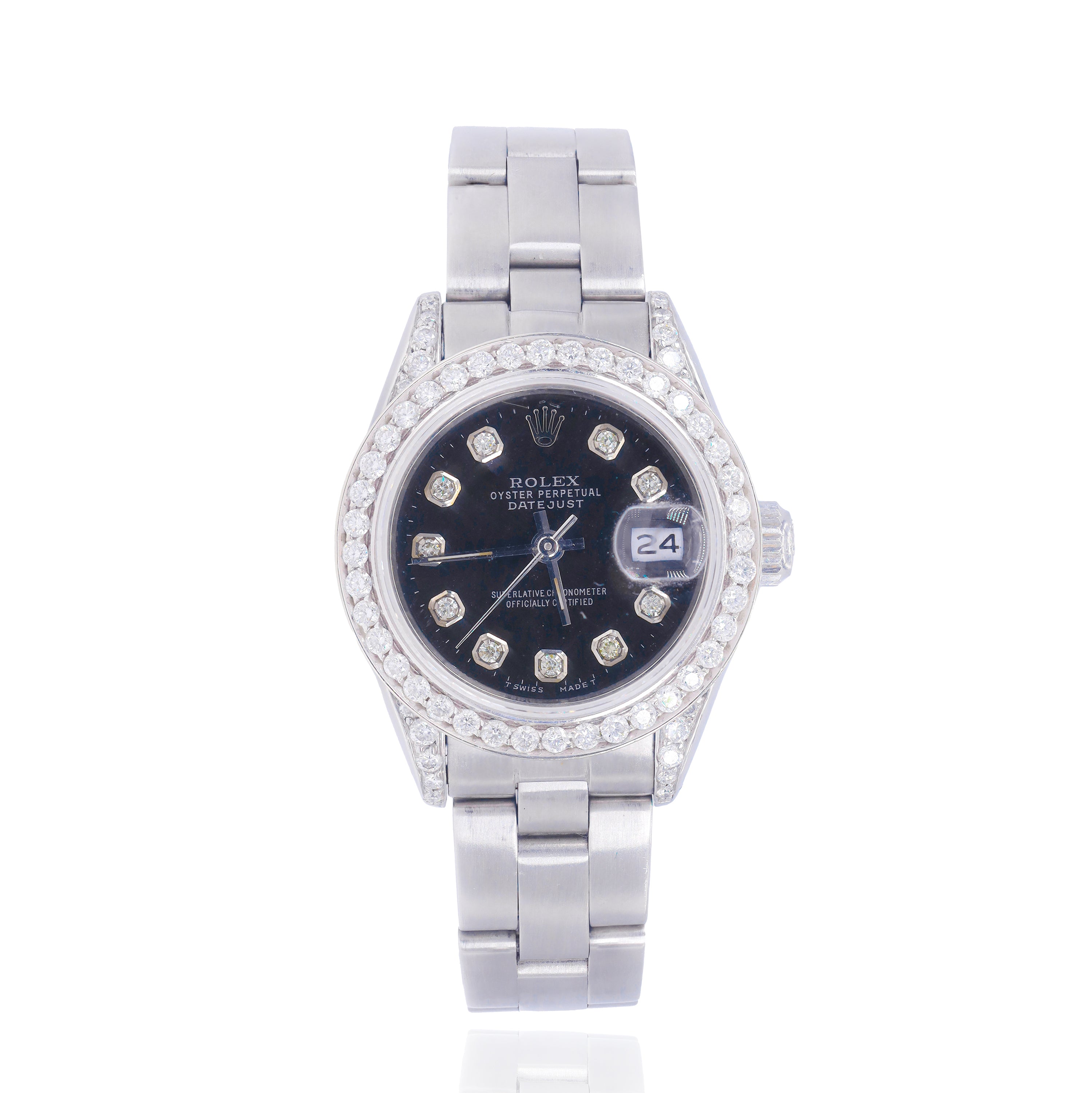 Rolex 69000 Lady-Datejust 26mm Black Factory Diamond Dial