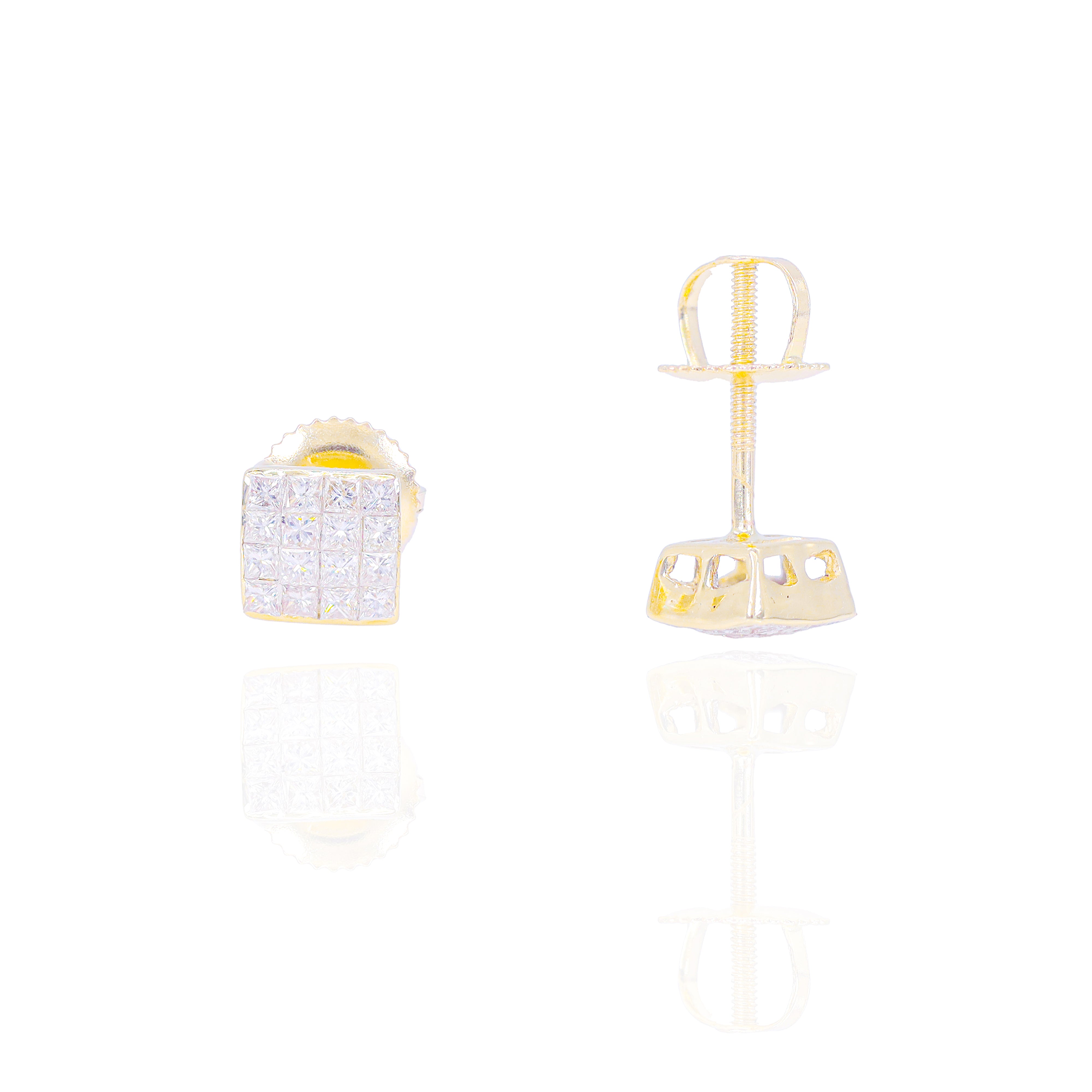 Invisible Set Princess Cut Diamond Earrings