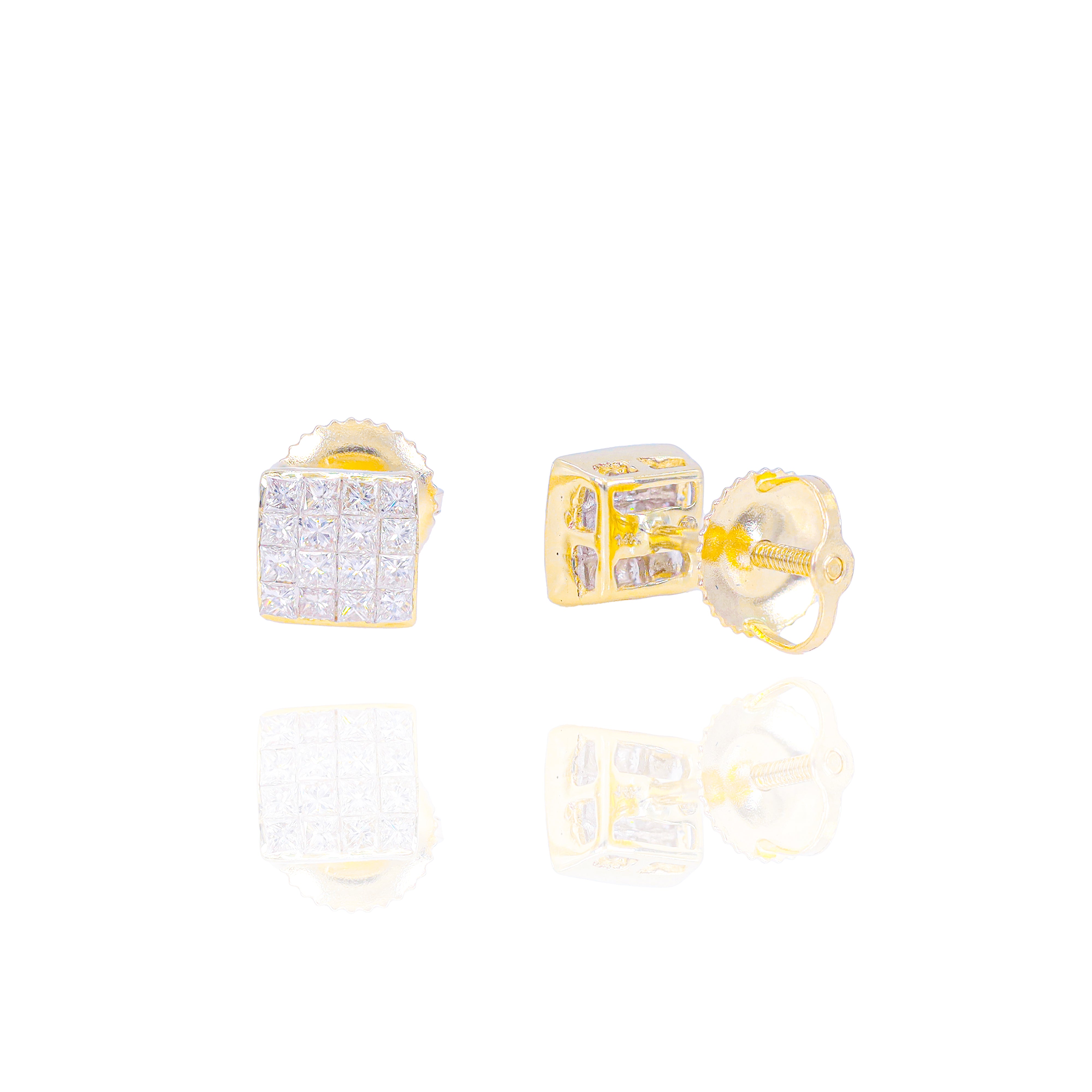 Invisible Set Princess Cut Diamond Earrings