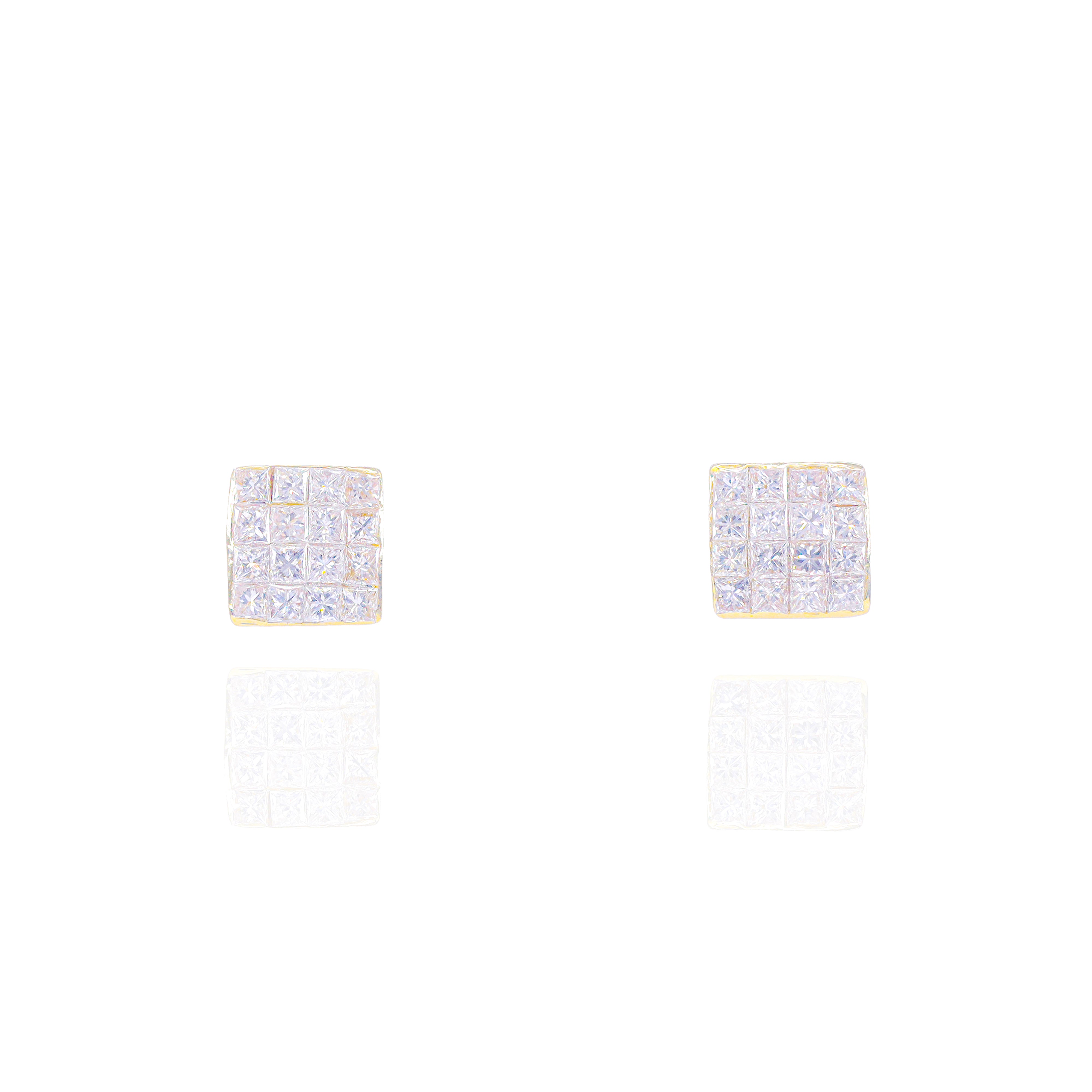 Invisible Set Princess Cut Diamond Earrings