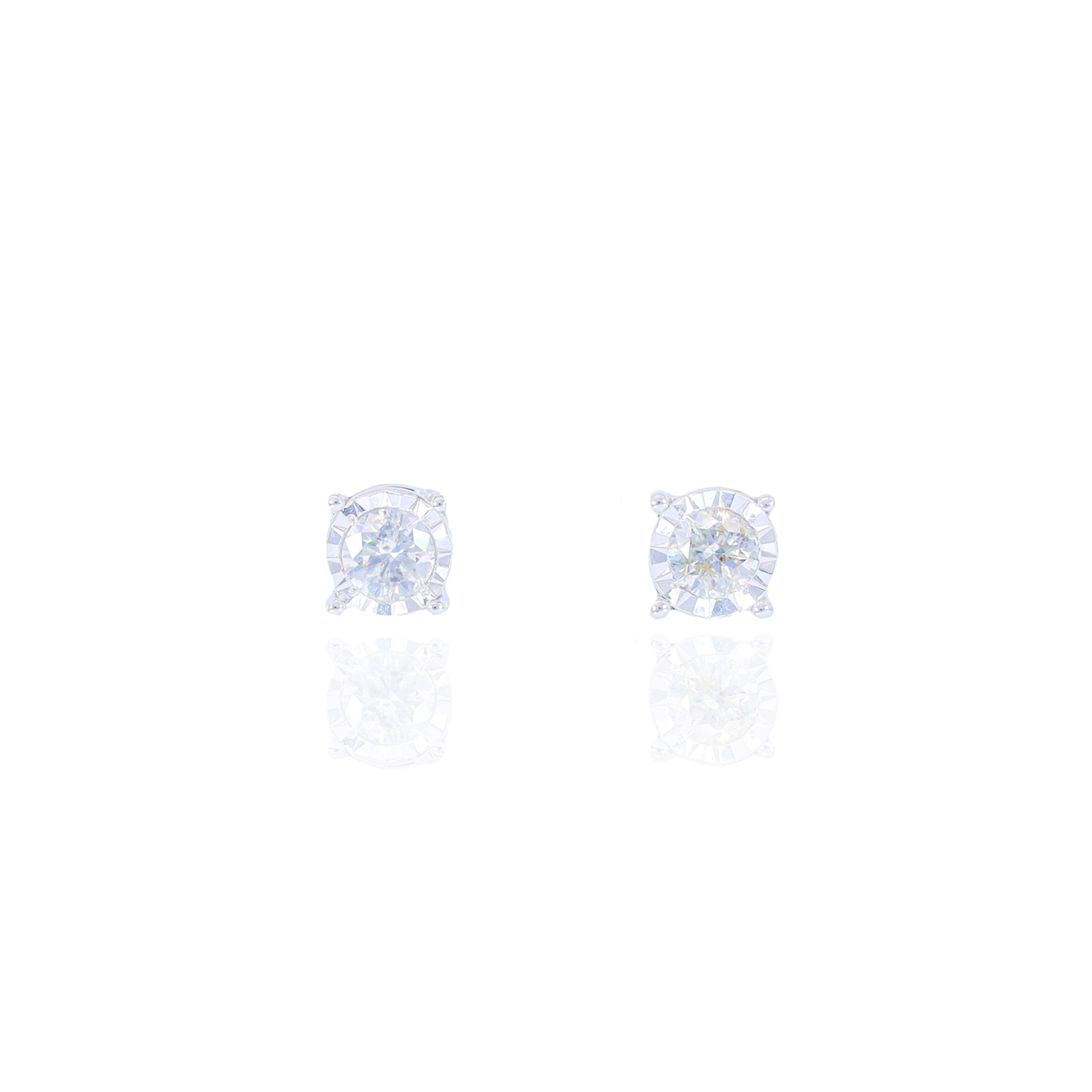 Diamond Stud with Diamond Cut Border Earrings
