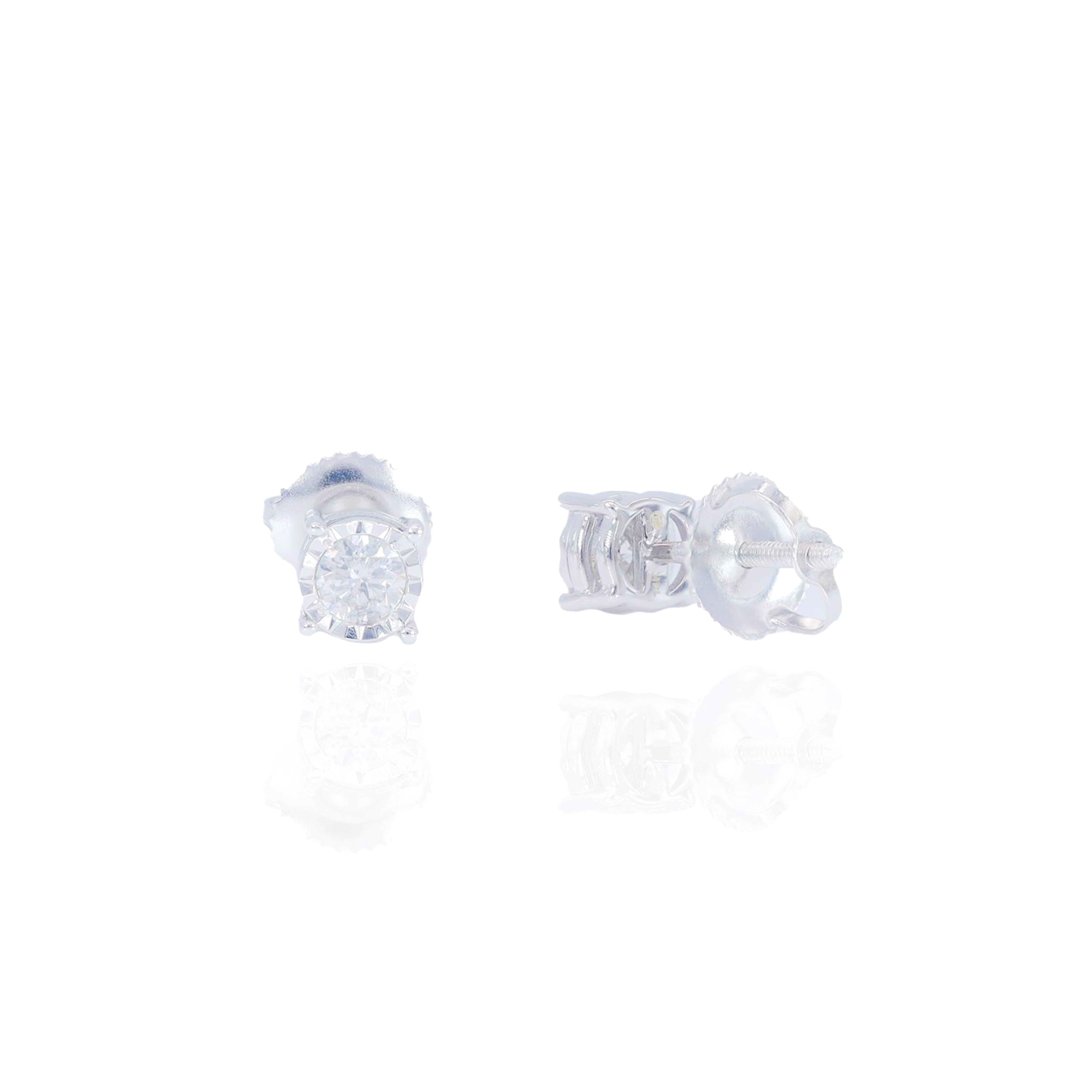 Diamond Stud with Diamond Cut Border Earrings