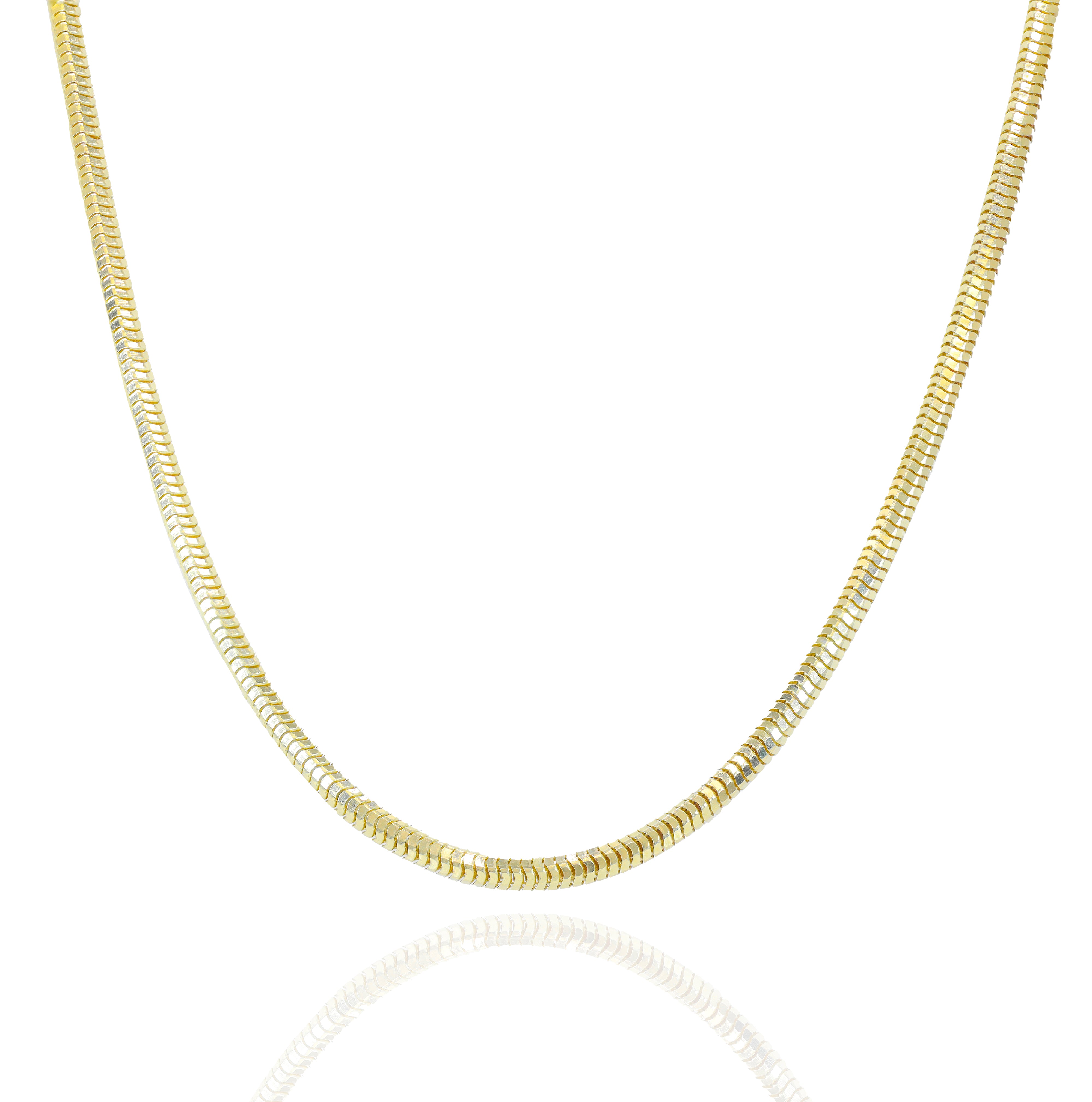 14KT Solid Round Snake Link Yellow Gold Chain