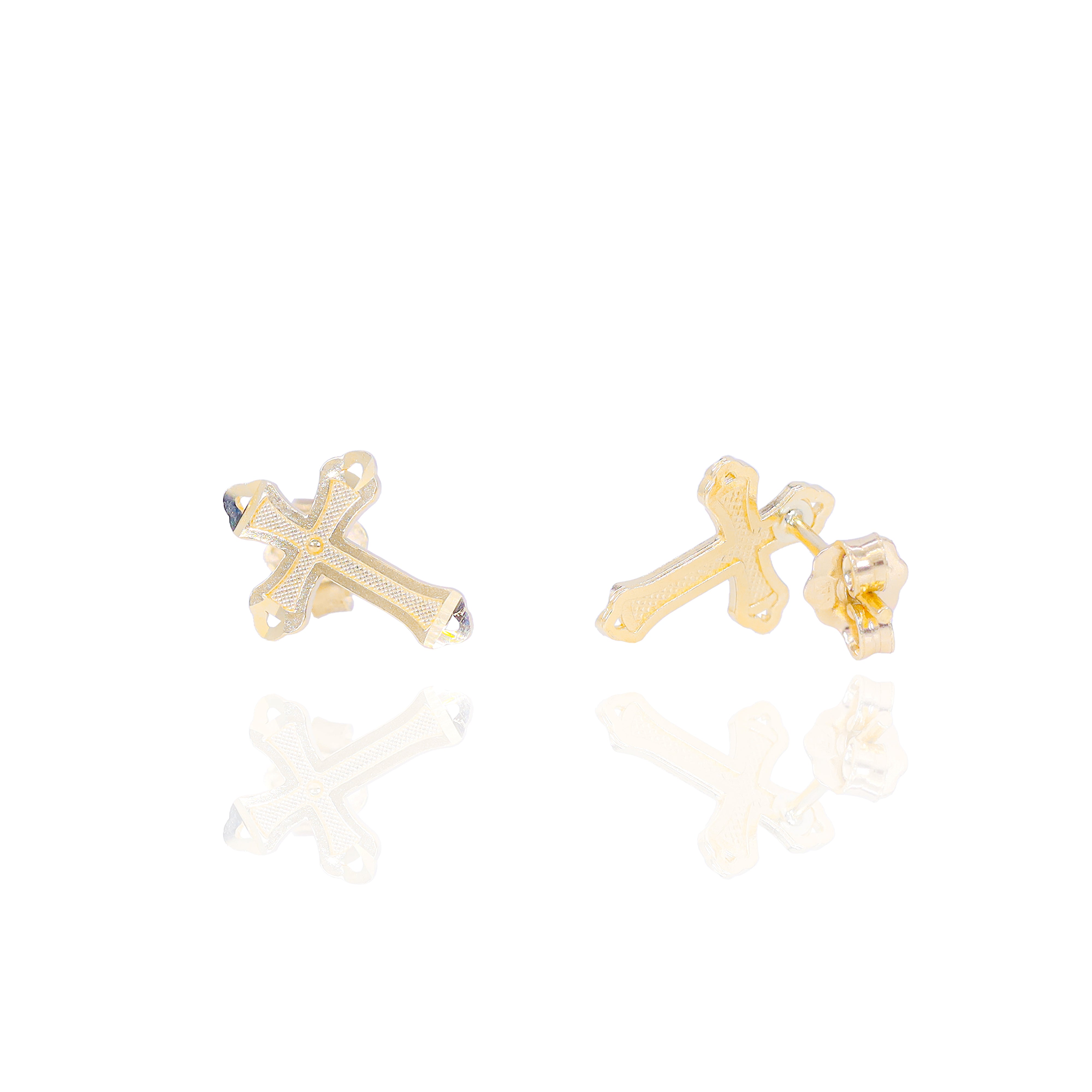 Cross Solid Gold Earrings