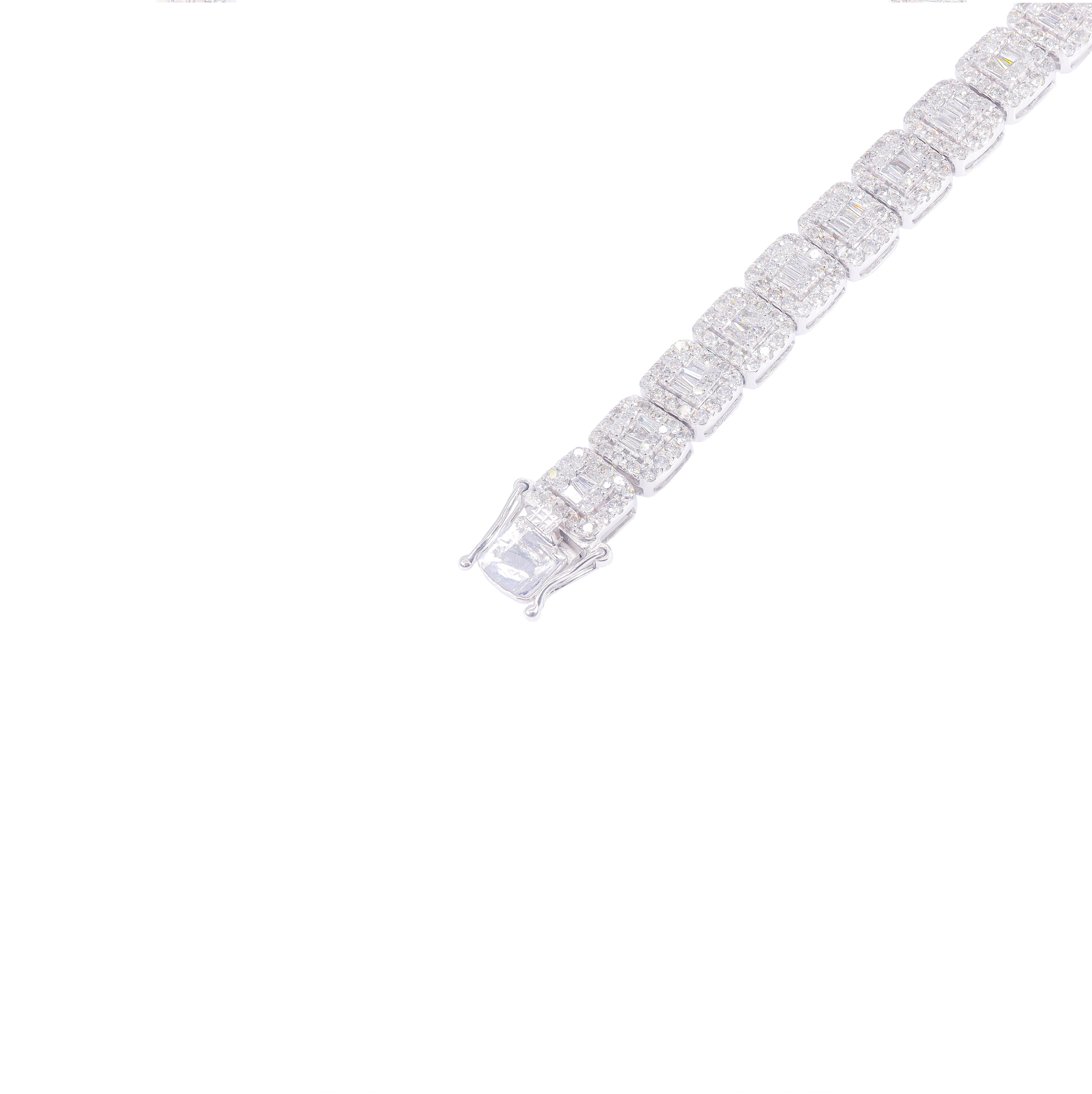 Square Link Baguette & Round Diamond Diamond Chain