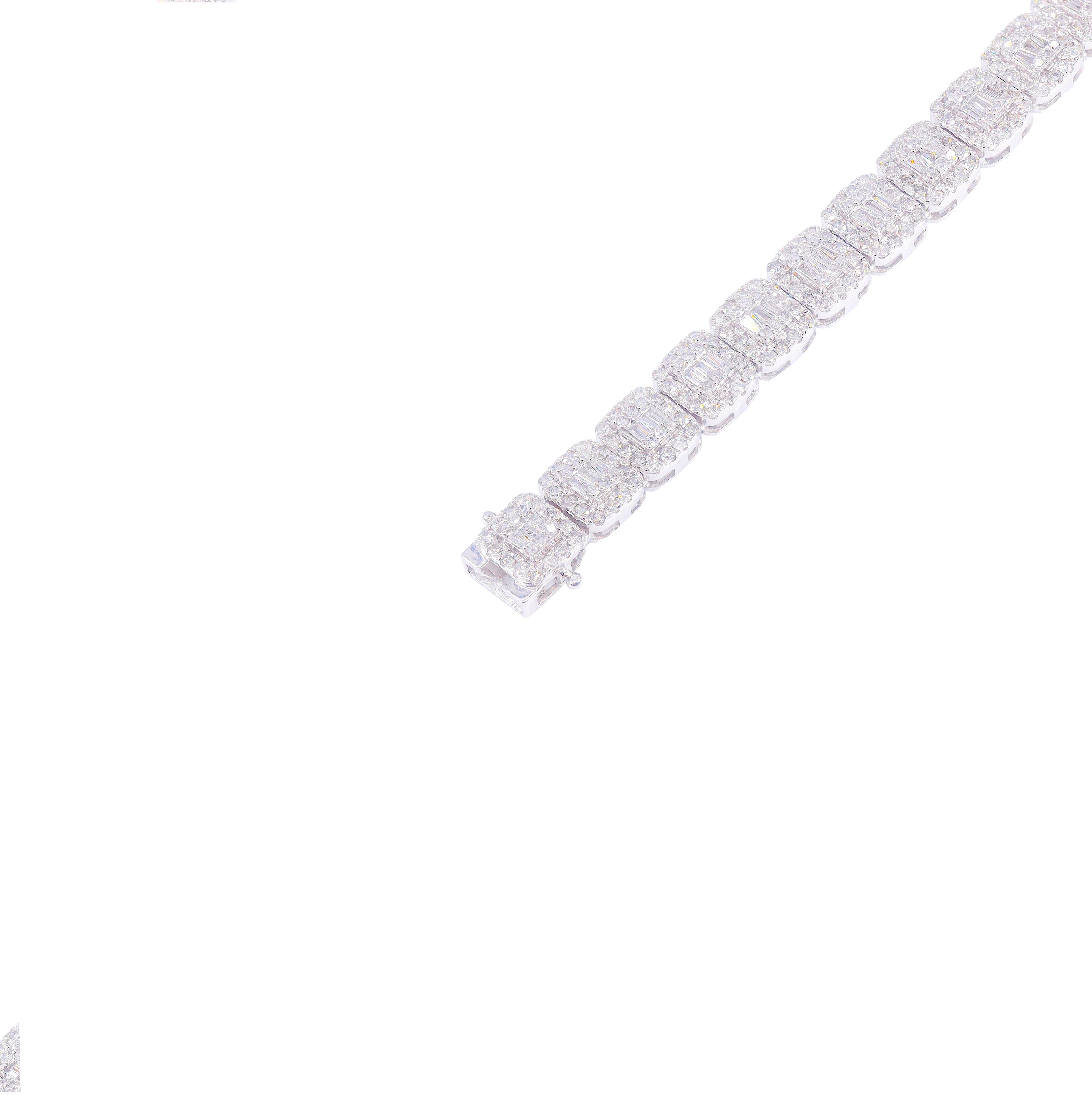 Square Link Baguette & Round Diamond Diamond Chain