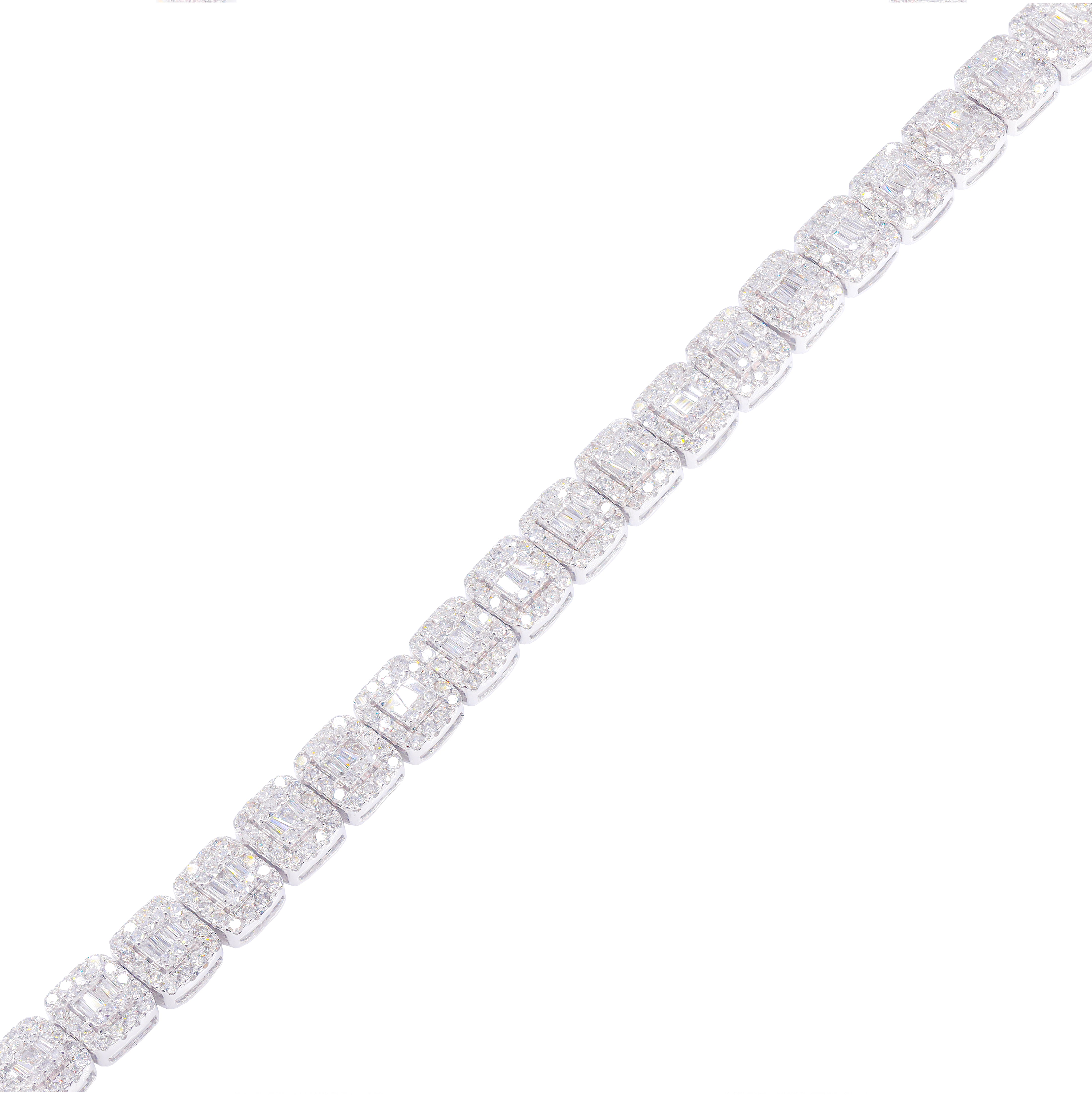 Square Link Baguette & Round Diamond Diamond Chain