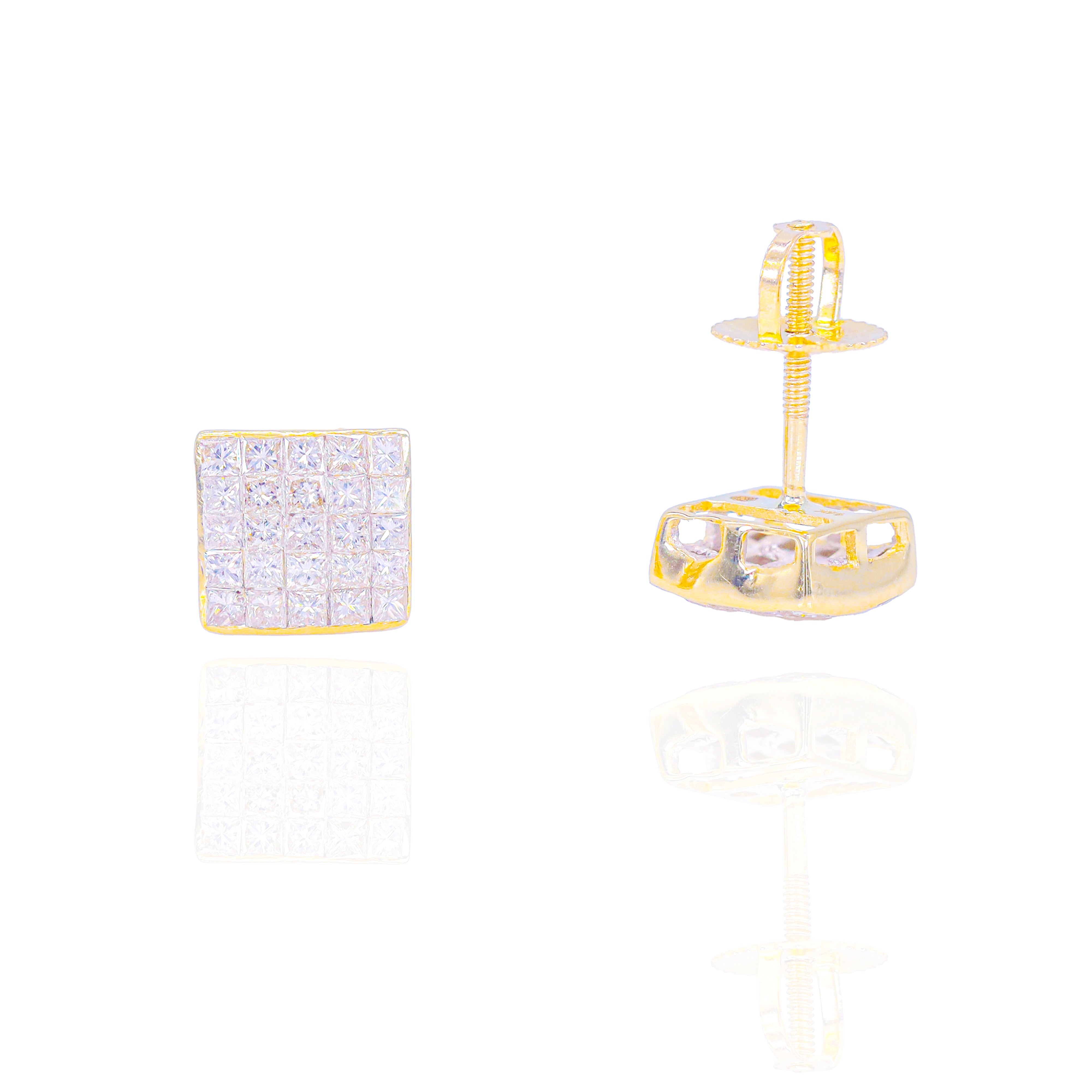 Invisible Set Princess Cut Diamond Earrings