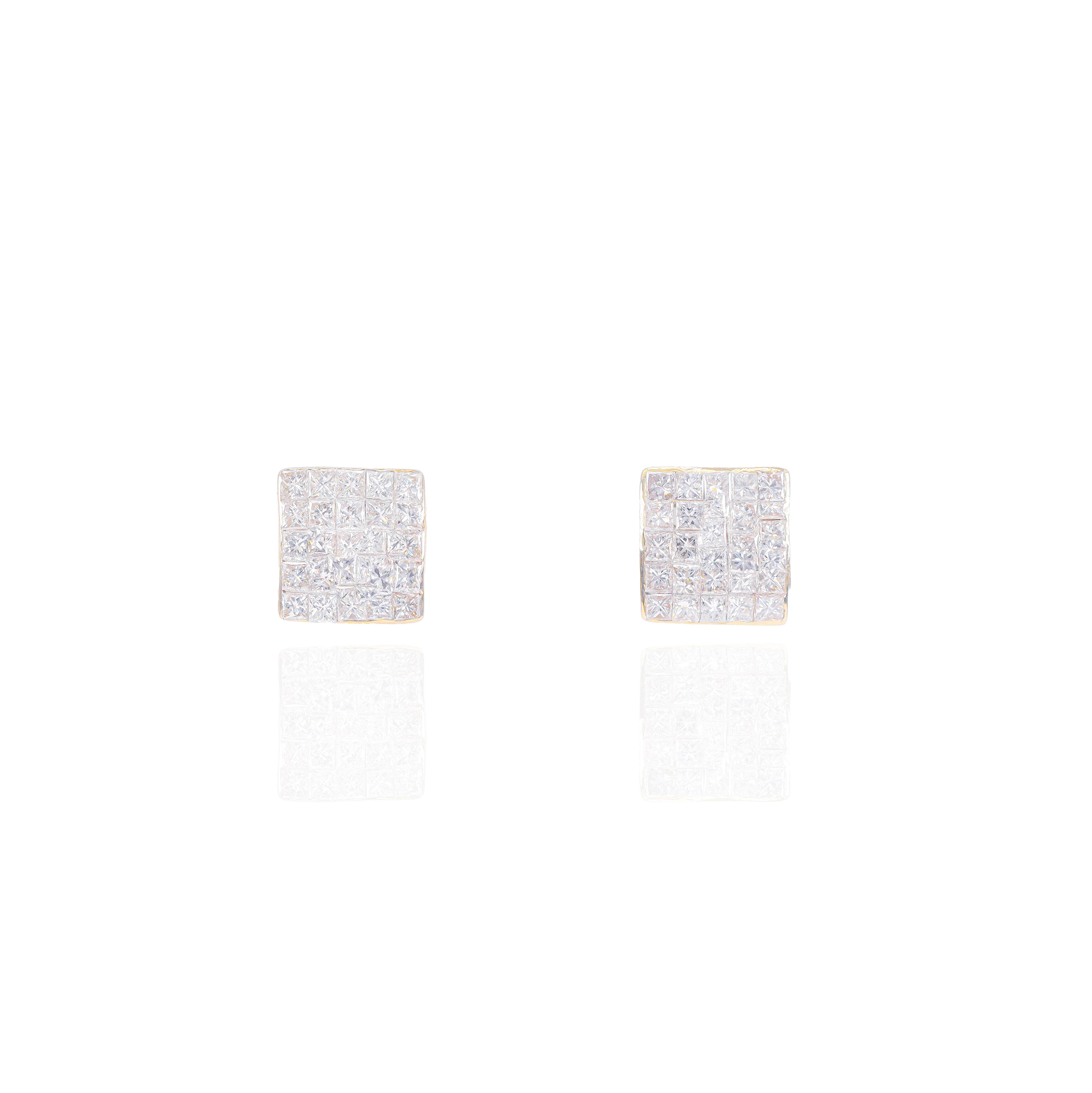 Invisible Set Princess Cut Diamond Earrings