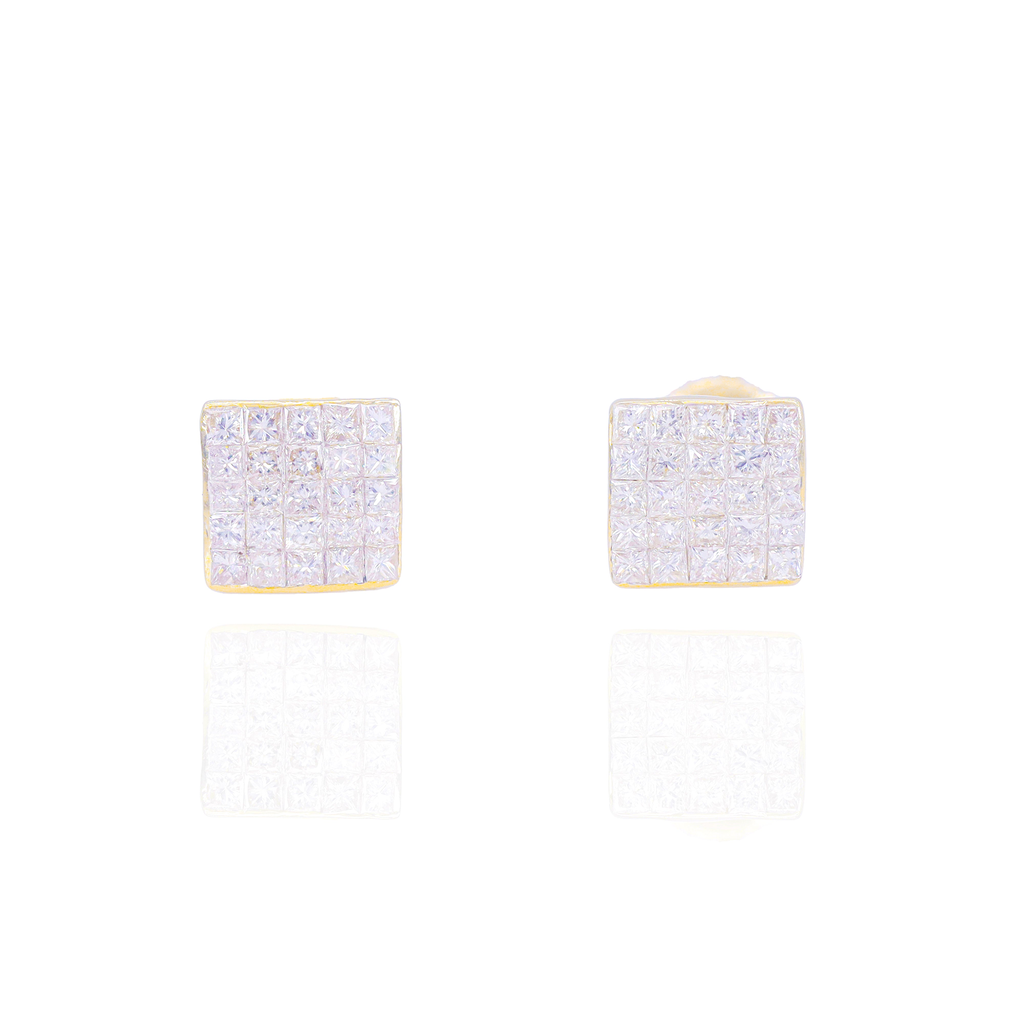 Invisible Set Princess Cut Diamond Earrings