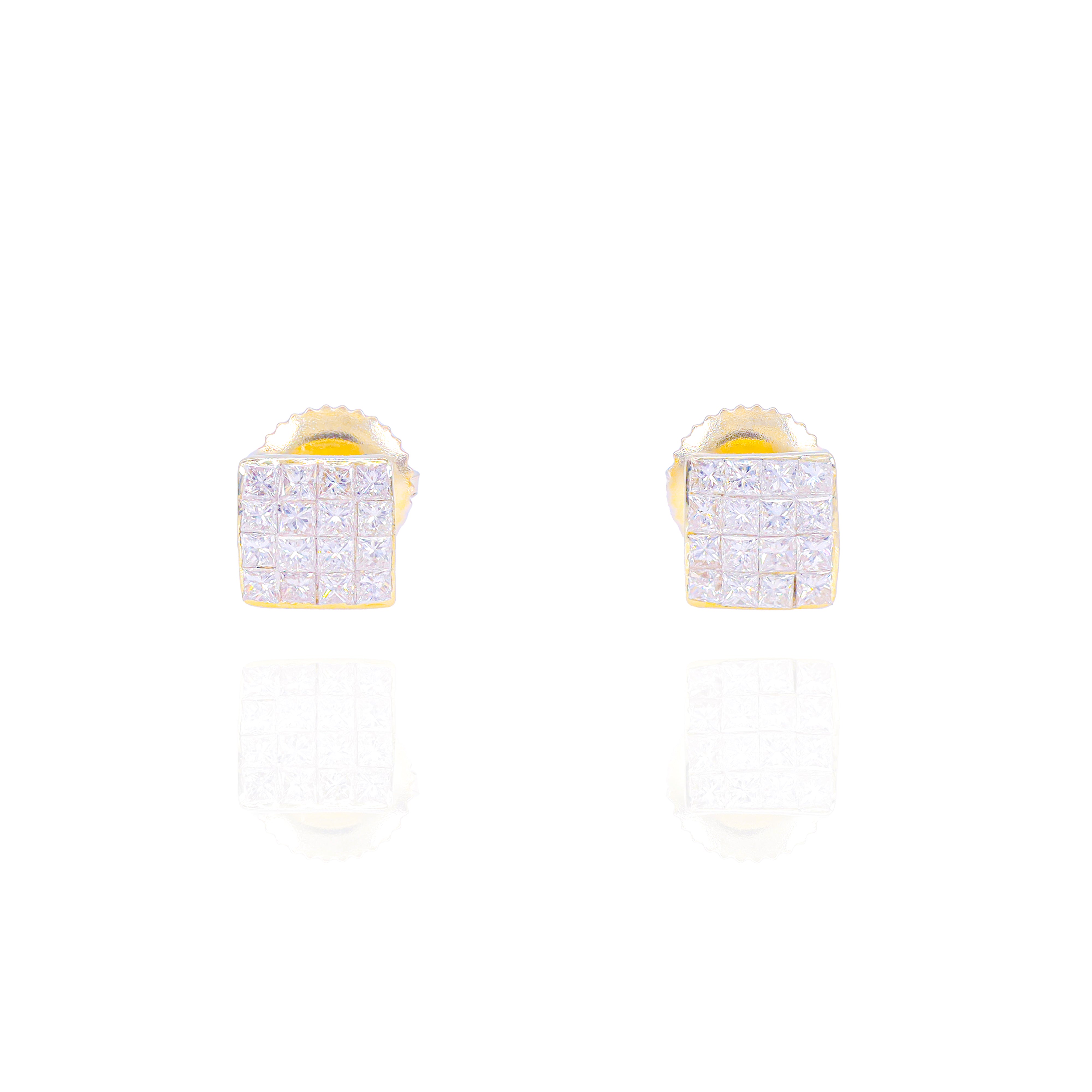 Invisible Set Princess Cut Diamond Earrings