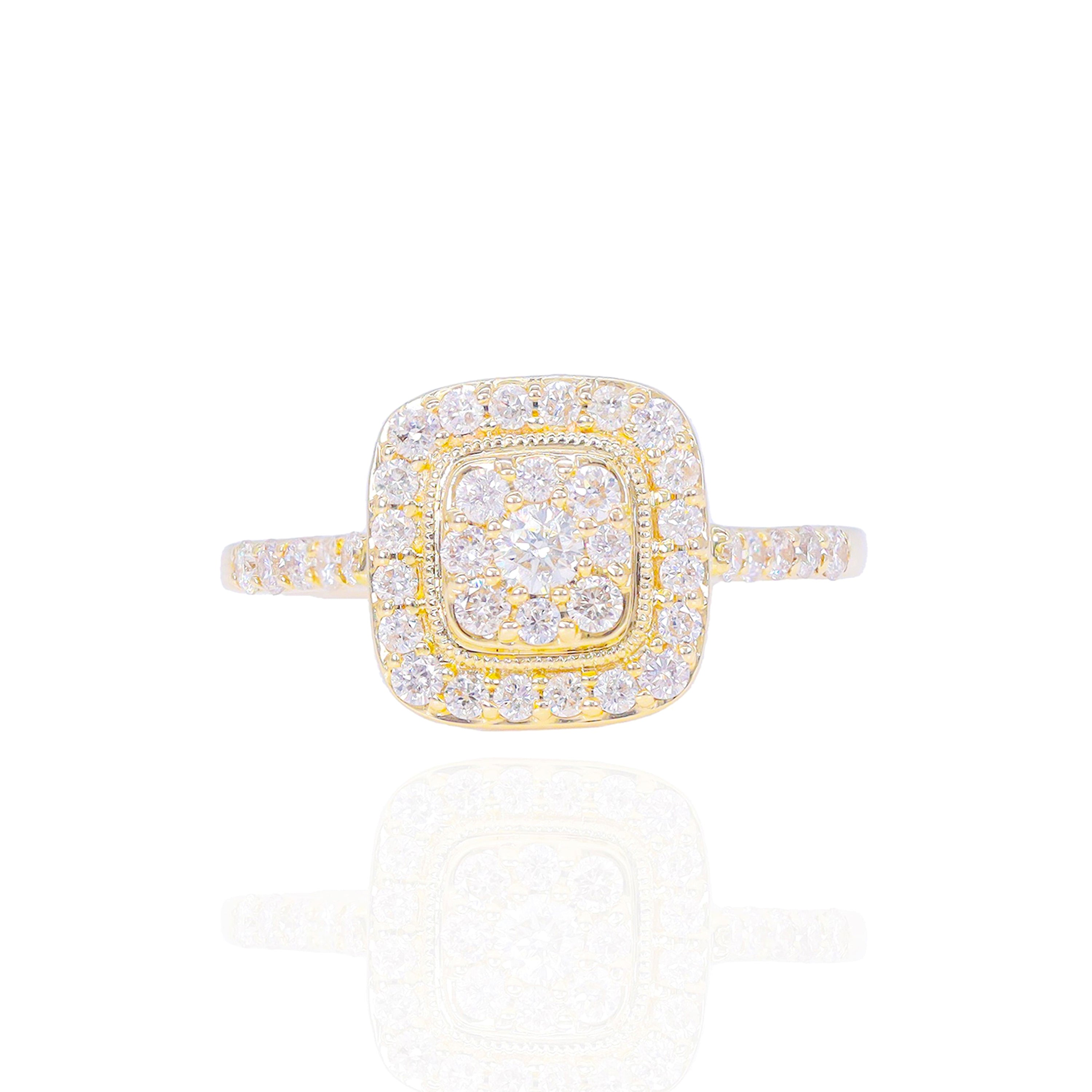 Princess Shaped with Halo Diamond Engagement Ring