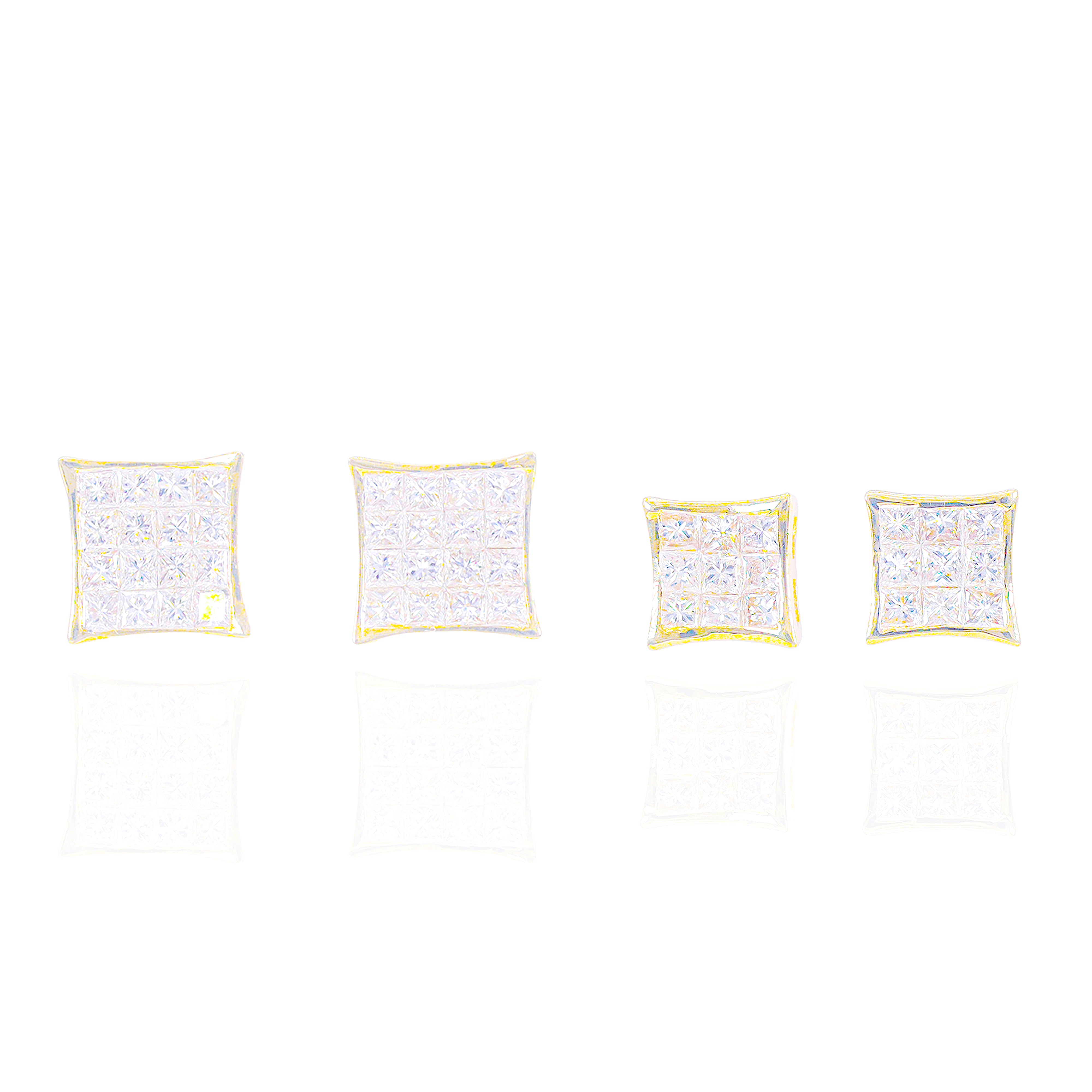 Invisible Set Princess Cut Diamond Earrings with Pointed Corners