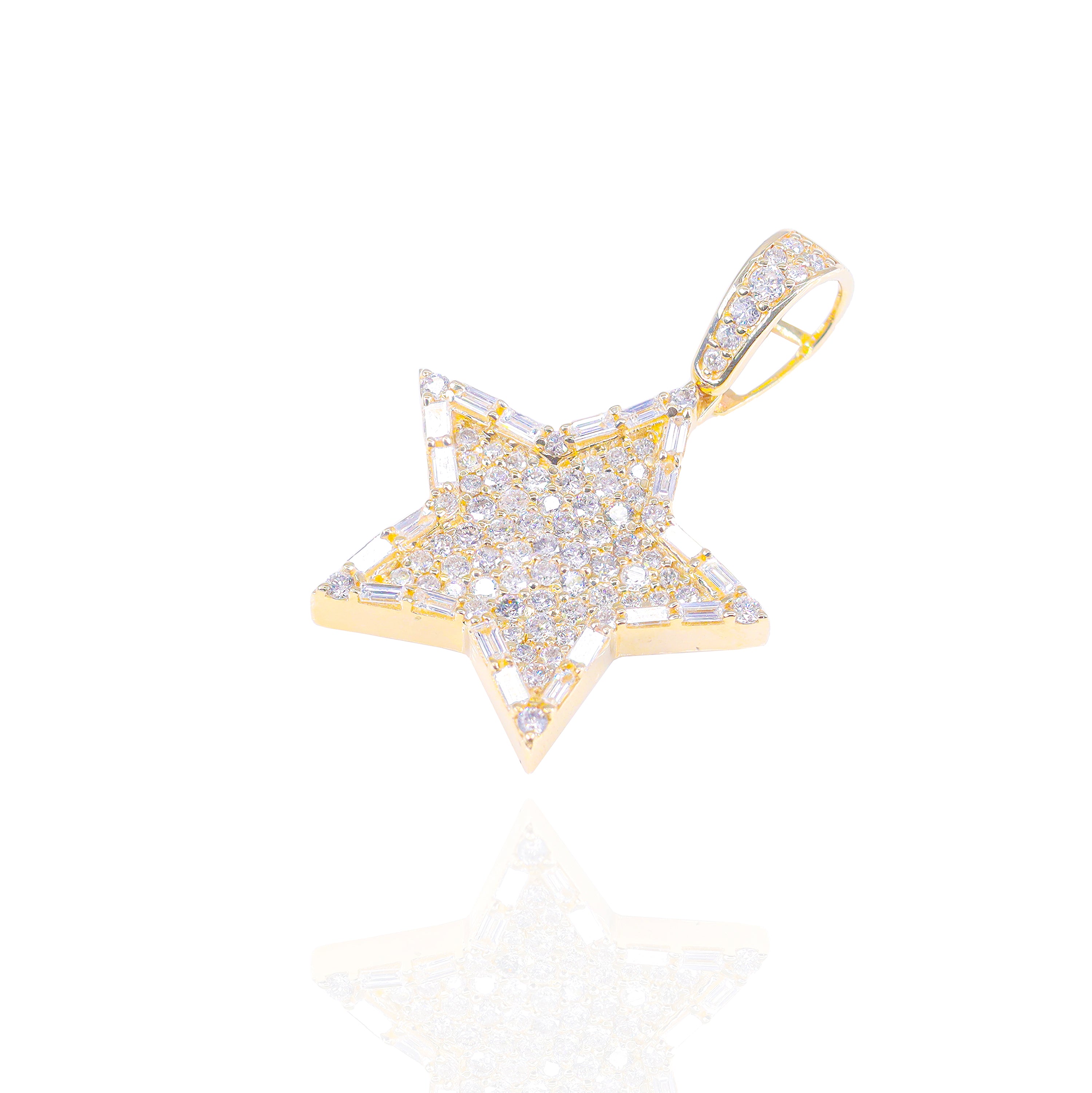 Cluster Set w/ Baguette Border Diamond Star Pendant
