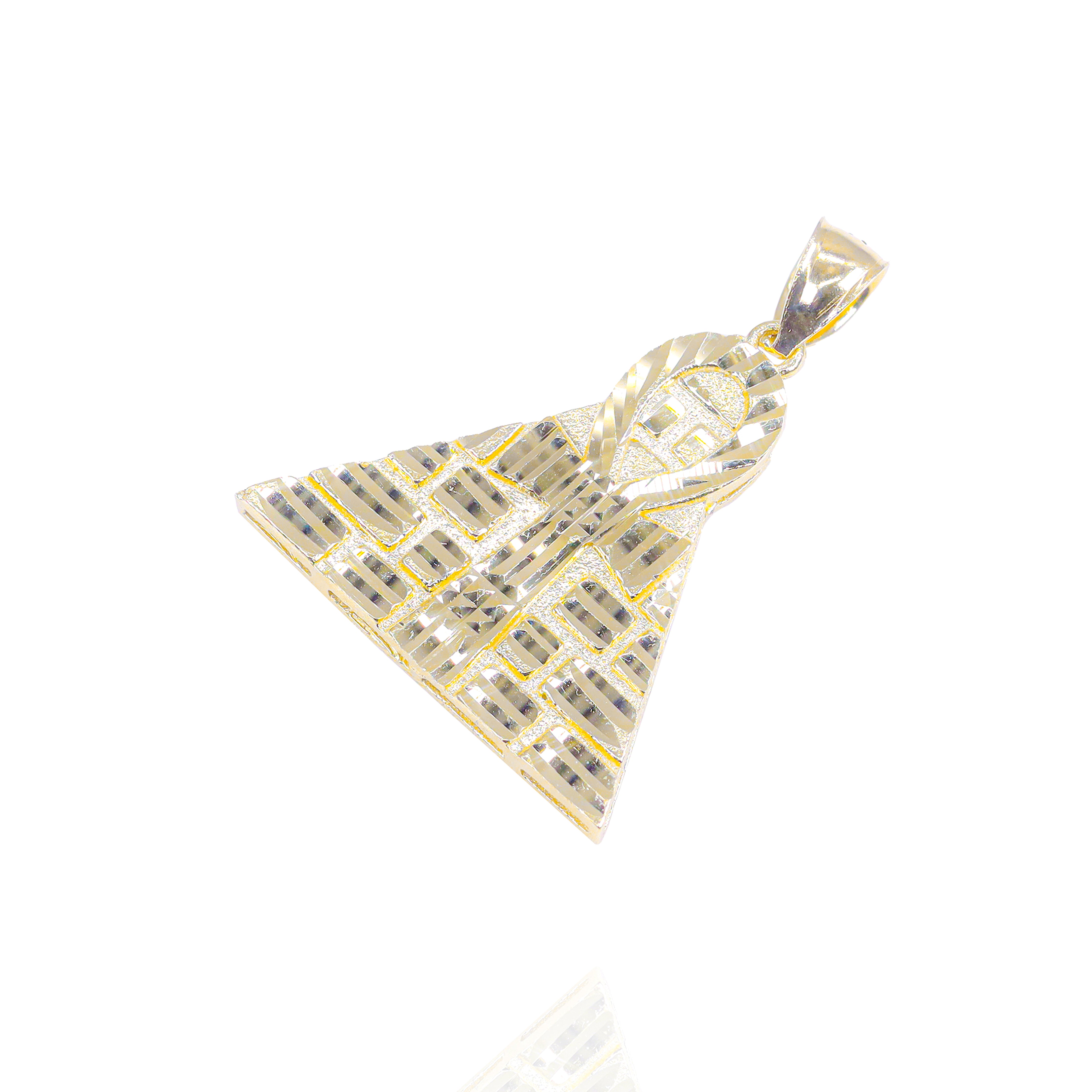 Diamond Cut Ankh Pyramid Gold Pendant