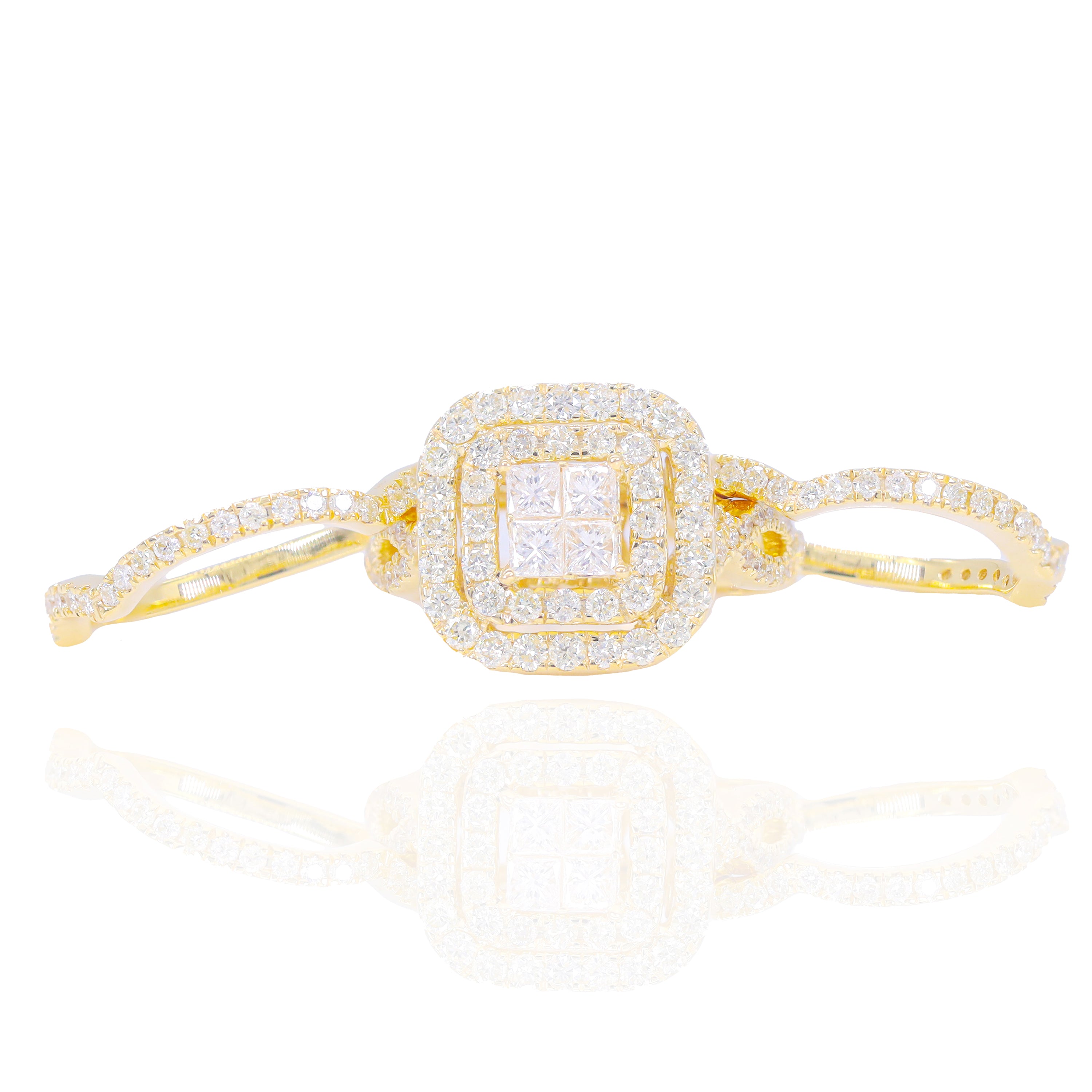 Layered Trio Princess Cut & Round Diamond Engagement Ring
