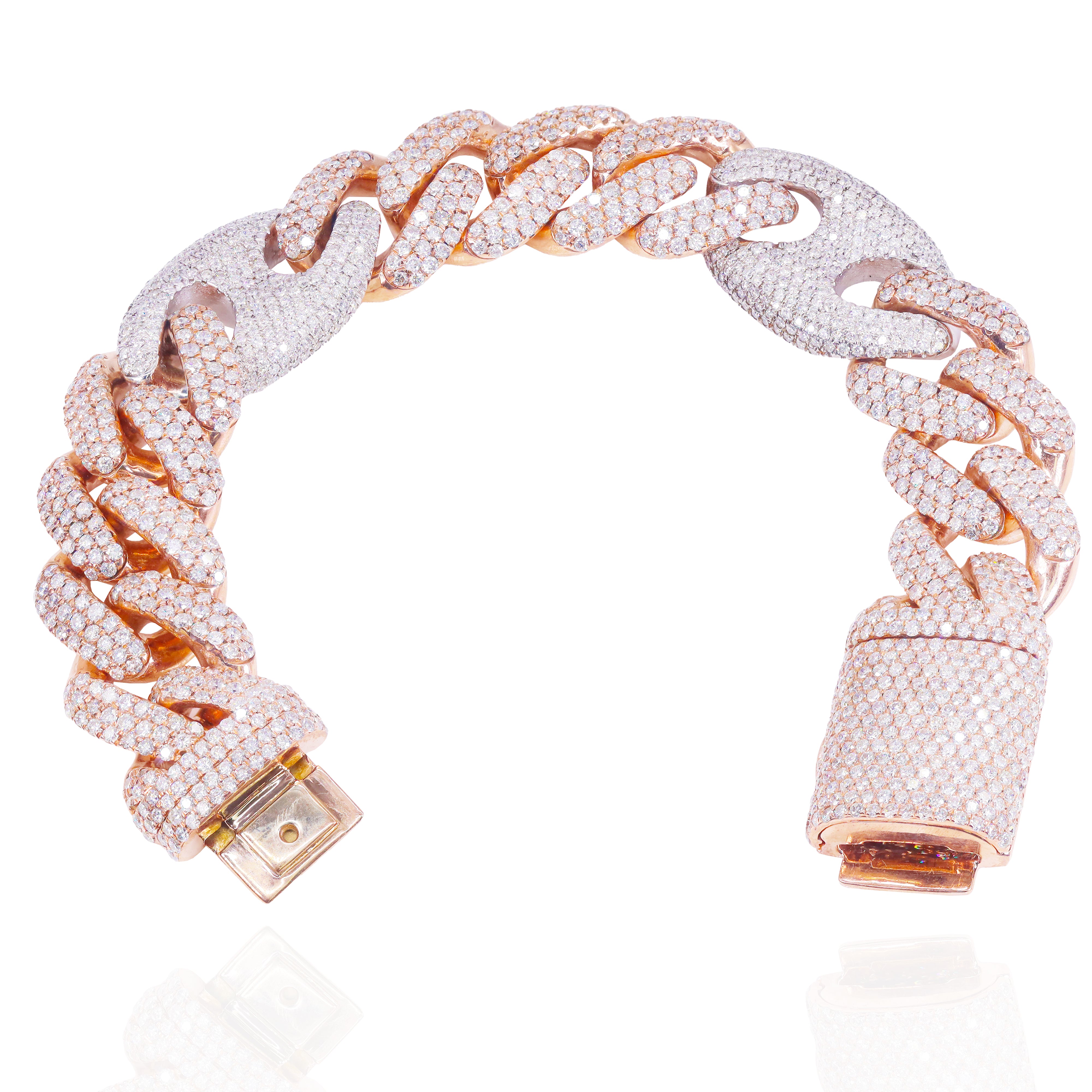 Hybrid Gucci & Cuban Link Two-Tone Diamond Bracelet