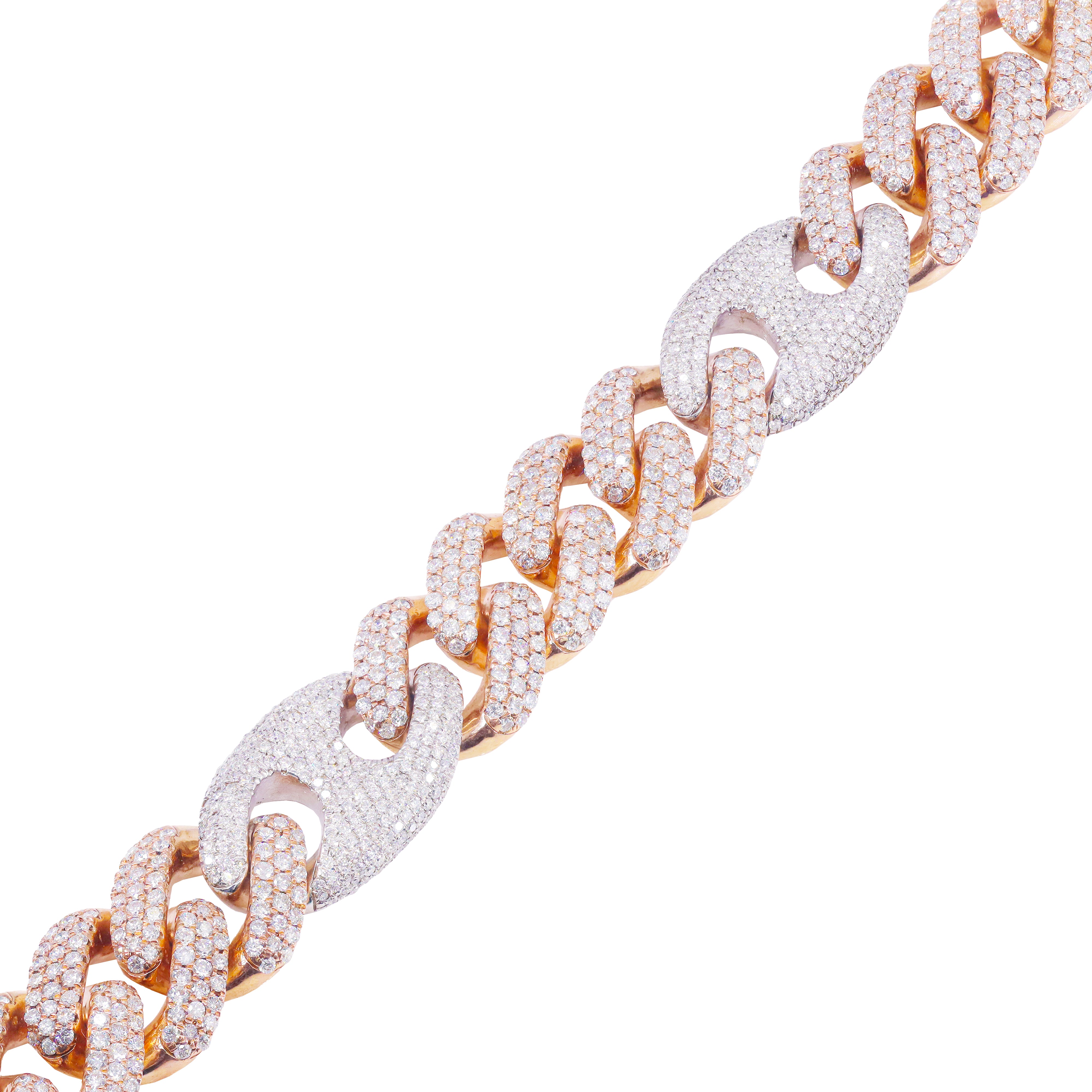 Hybrid Gucci & Cuban Link Two-Tone Diamond Bracelet