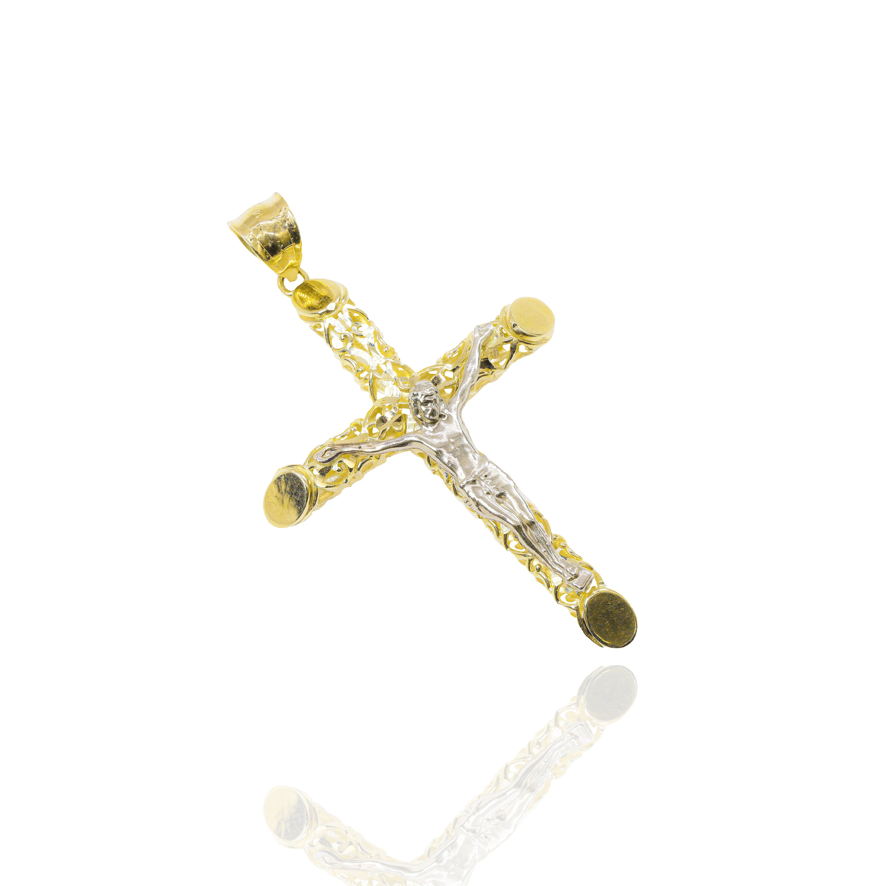 Italian Gold with Jesus On Cross Pendant (Medium)