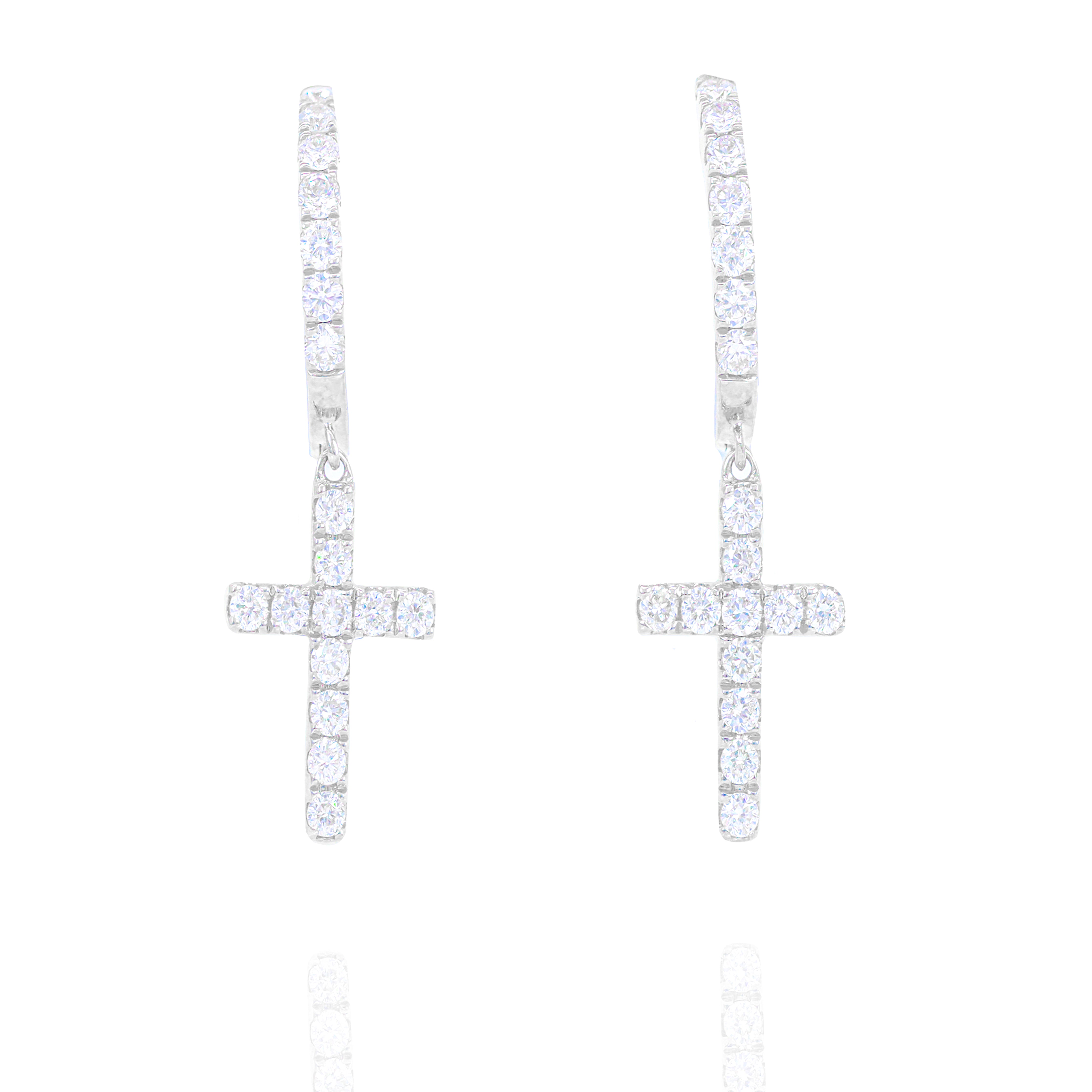 Diamond Cross Hoop Earrings