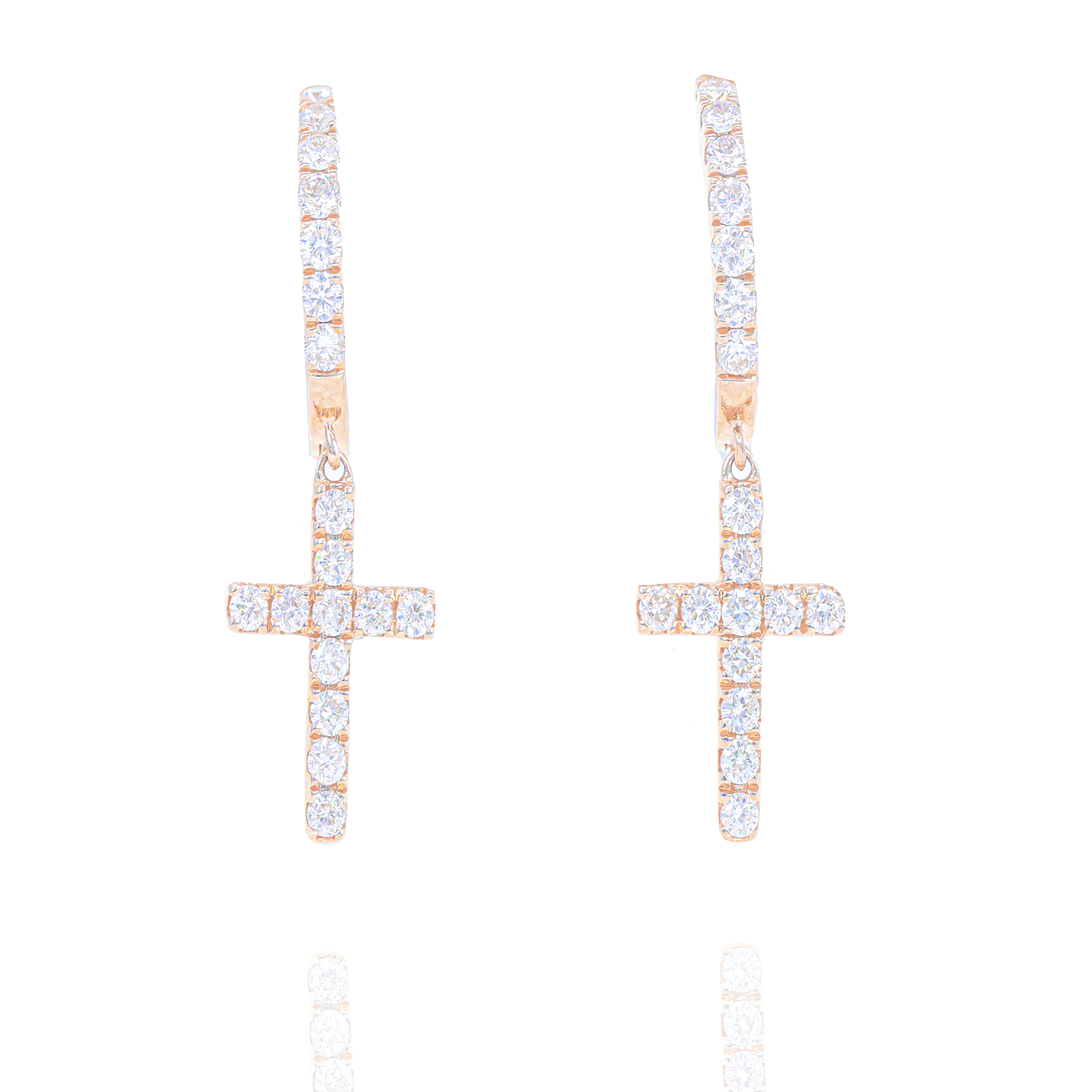 Diamond Cross Hoop Earrings