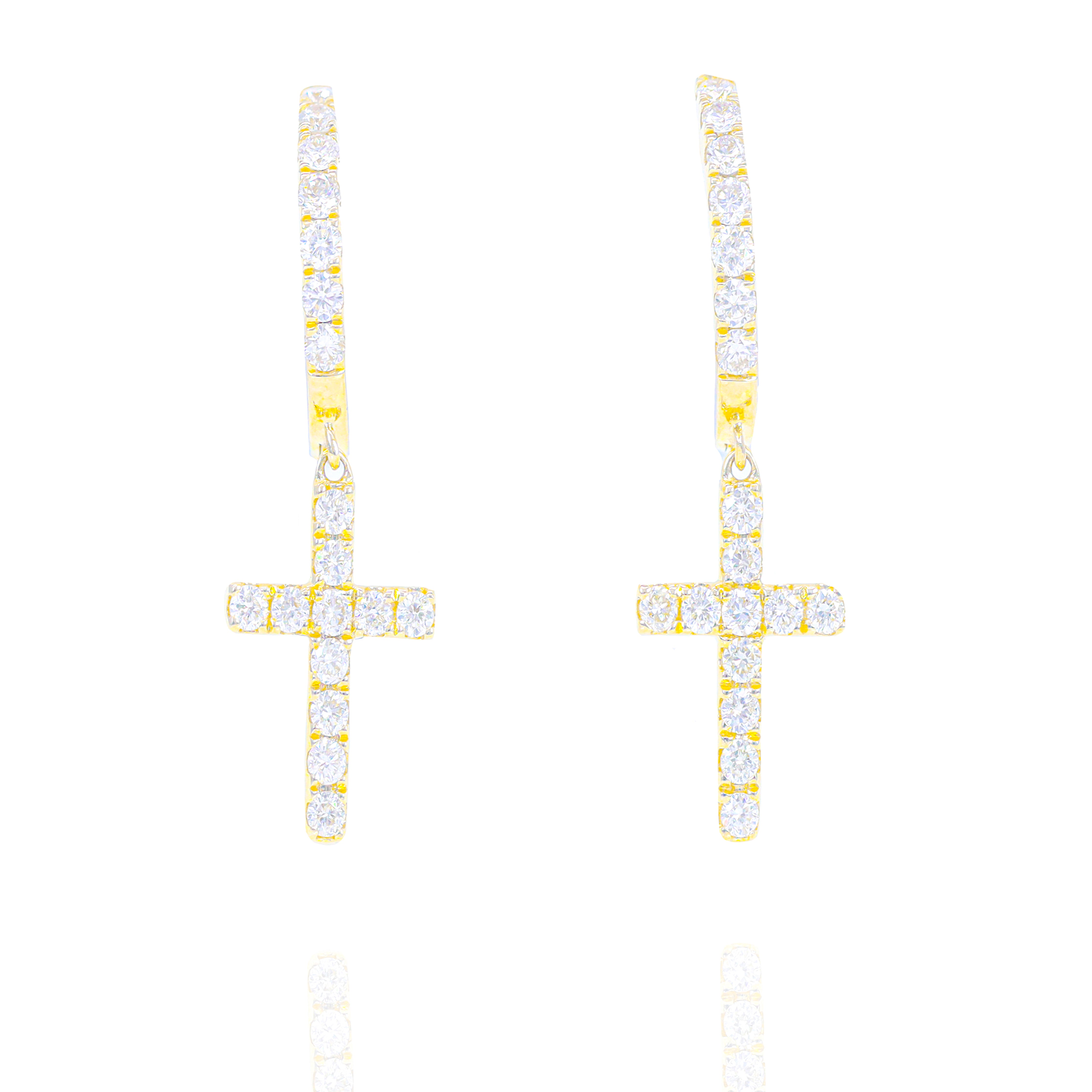 Diamond Cross Hoop Earrings