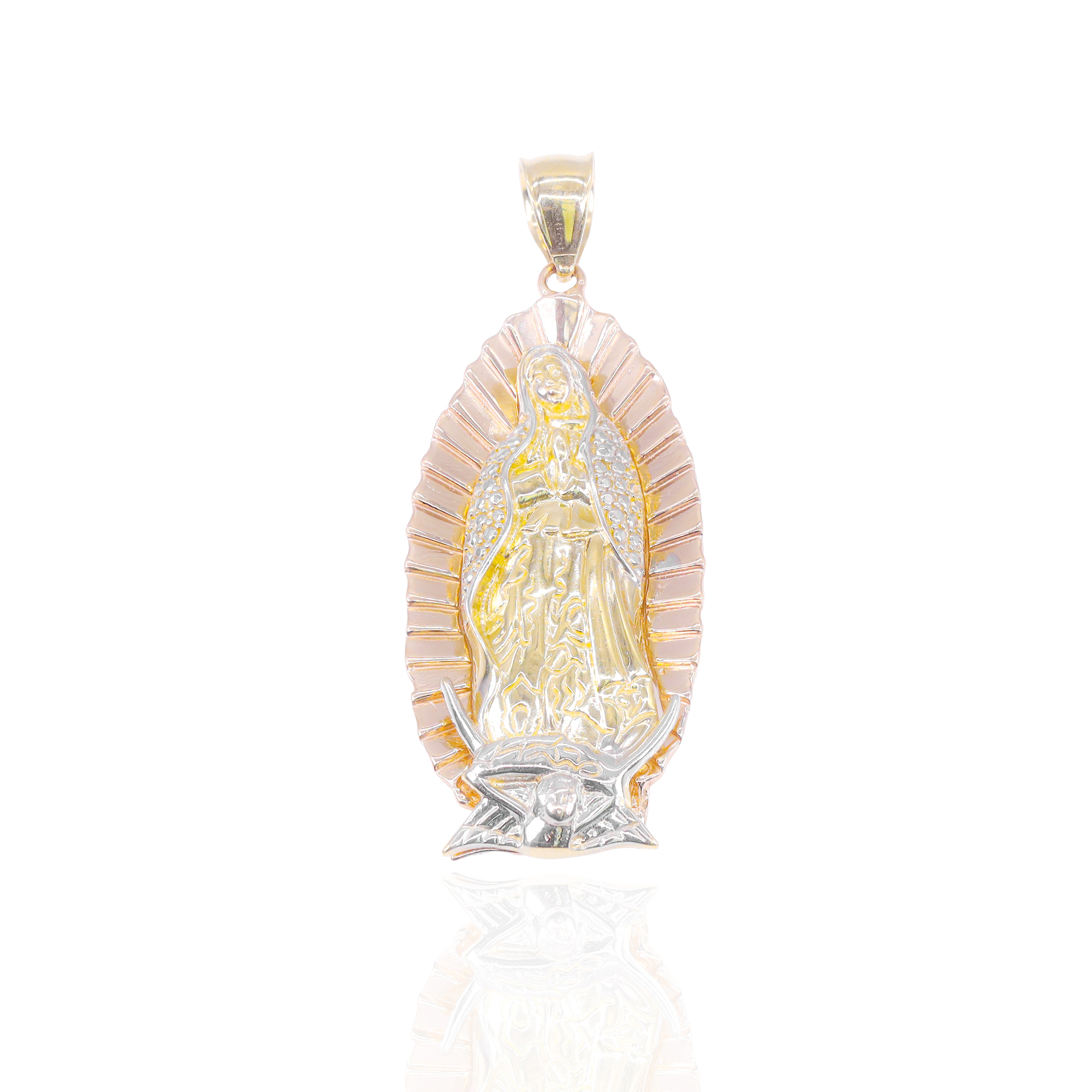 Tri-Tone Virgin Mary Gold Pendant