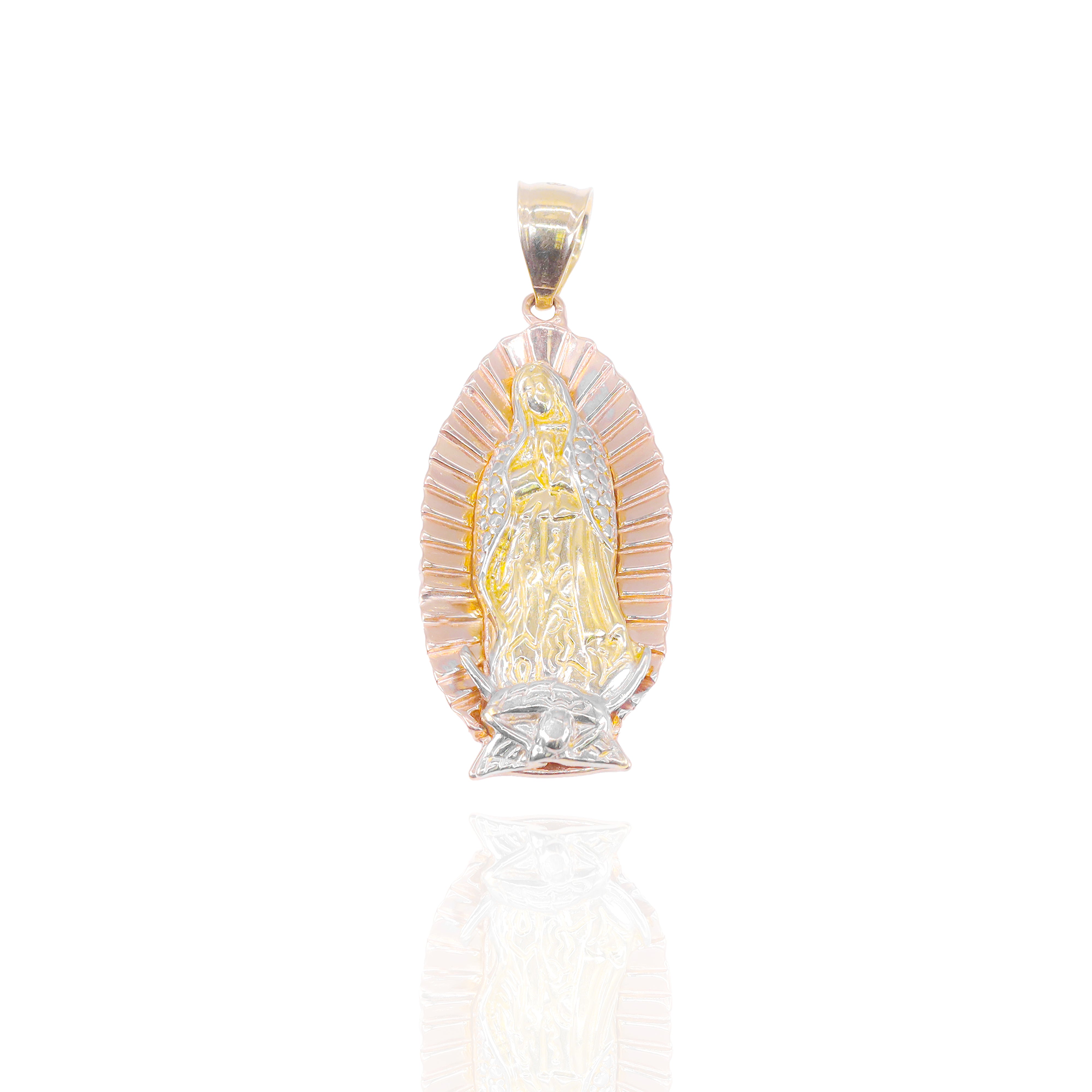 Tri-Tone Virgin Mary Gold Pendant