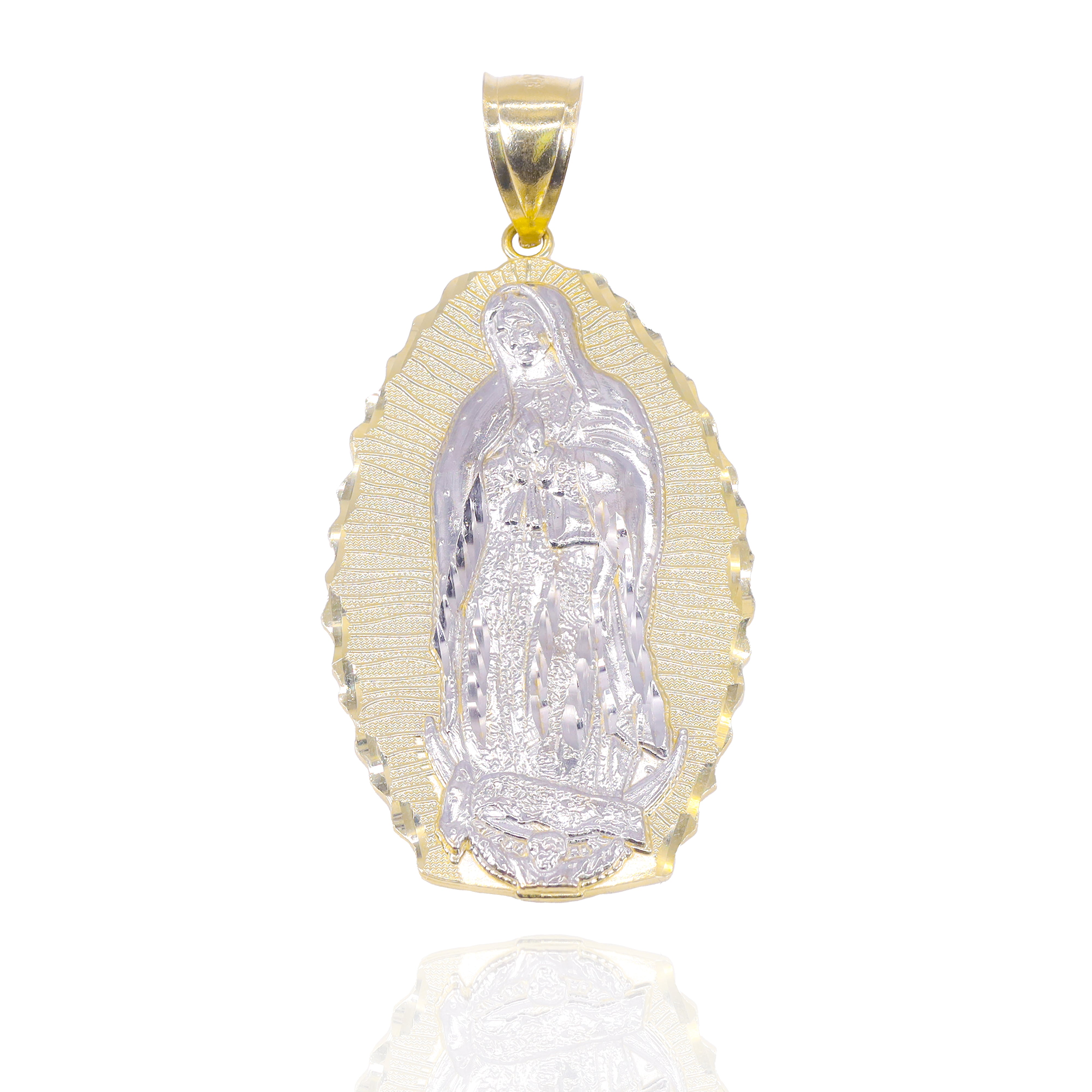 TWO-TONE VIRGIN MARY GOLD PENDANT