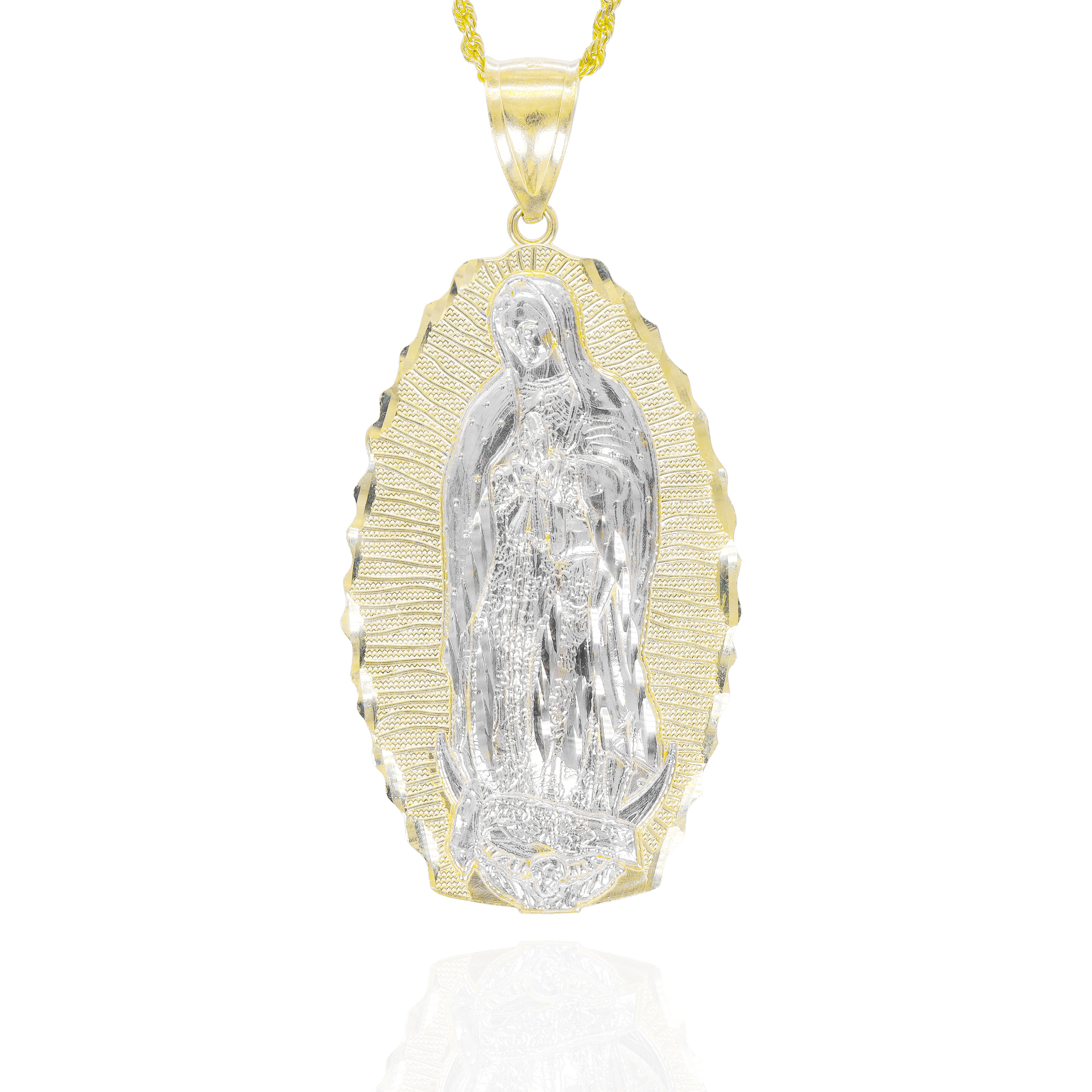 TWO-TONE VIRGIN MARY GOLD PENDANT