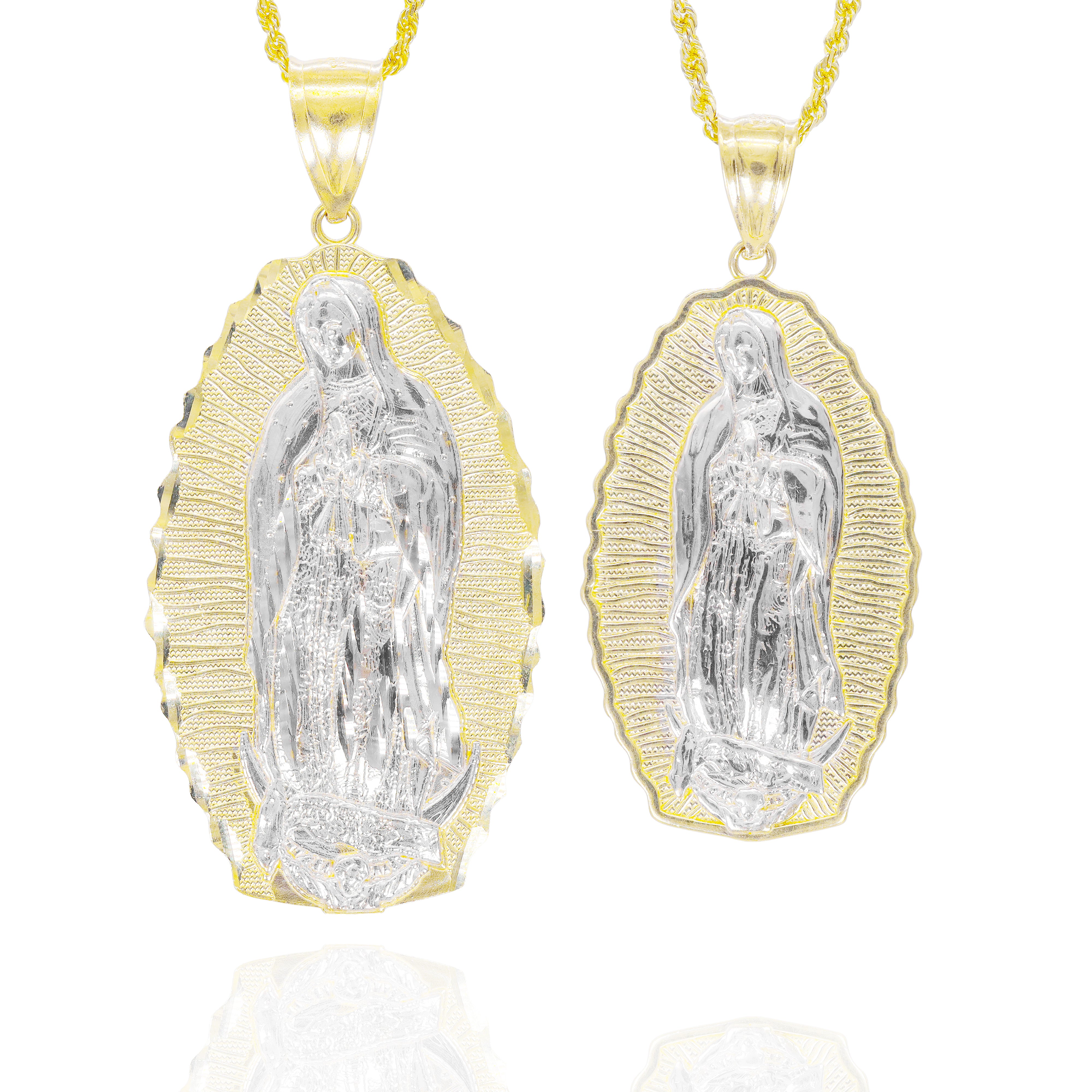 TWO-TONE VIRGIN MARY GOLD PENDANT