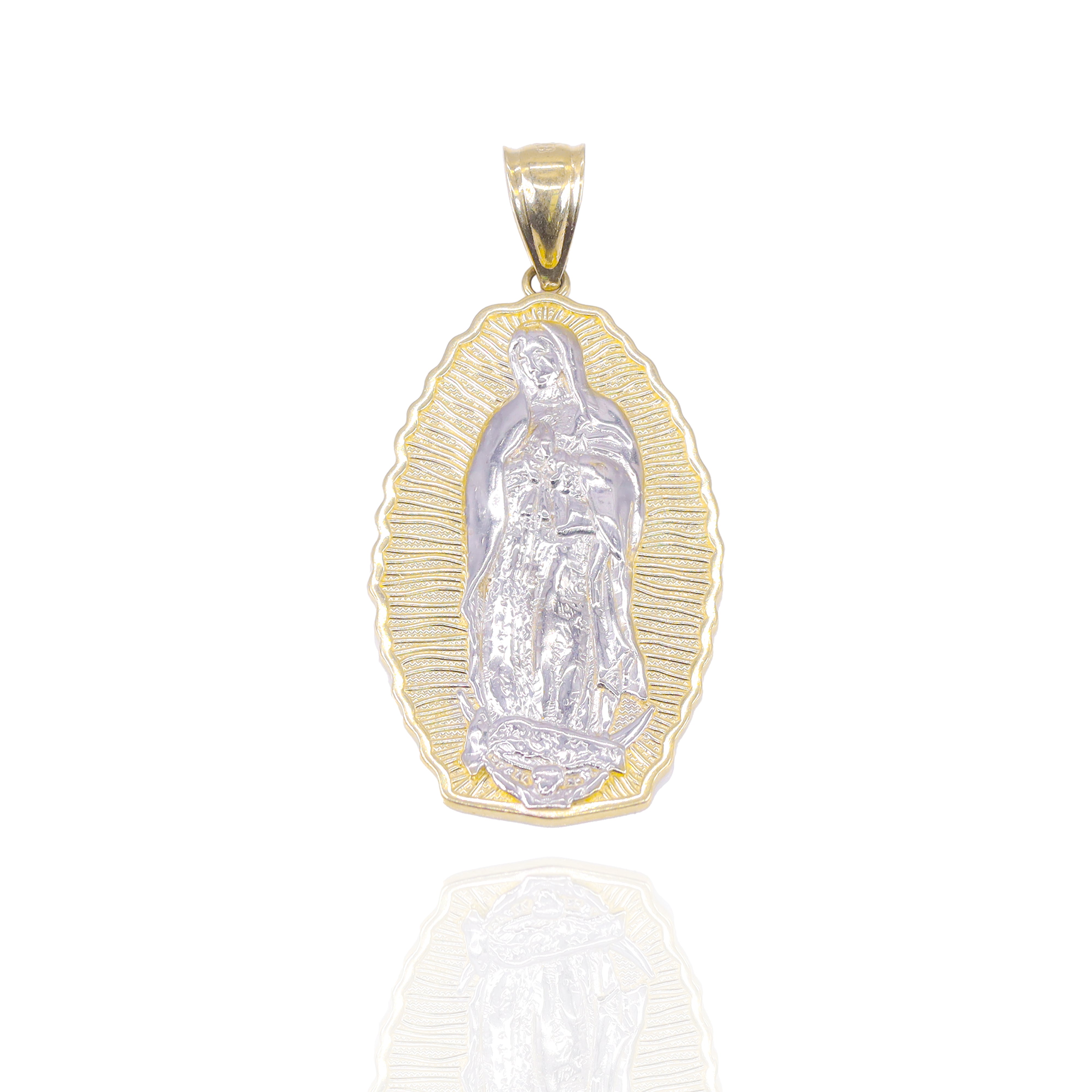 TWO-TONE VIRGIN MARY GOLD PENDANT