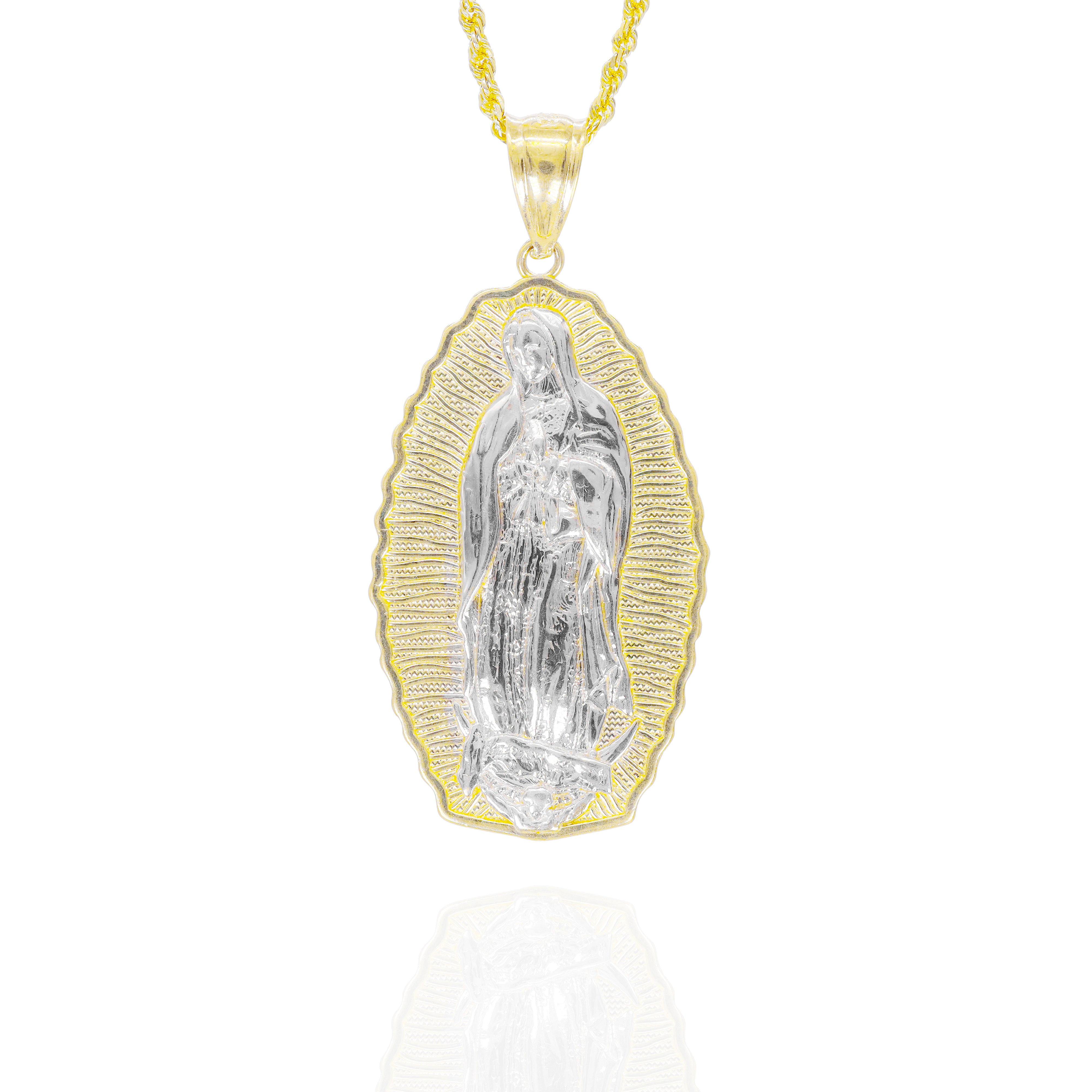 TWO-TONE VIRGIN MARY GOLD PENDANT