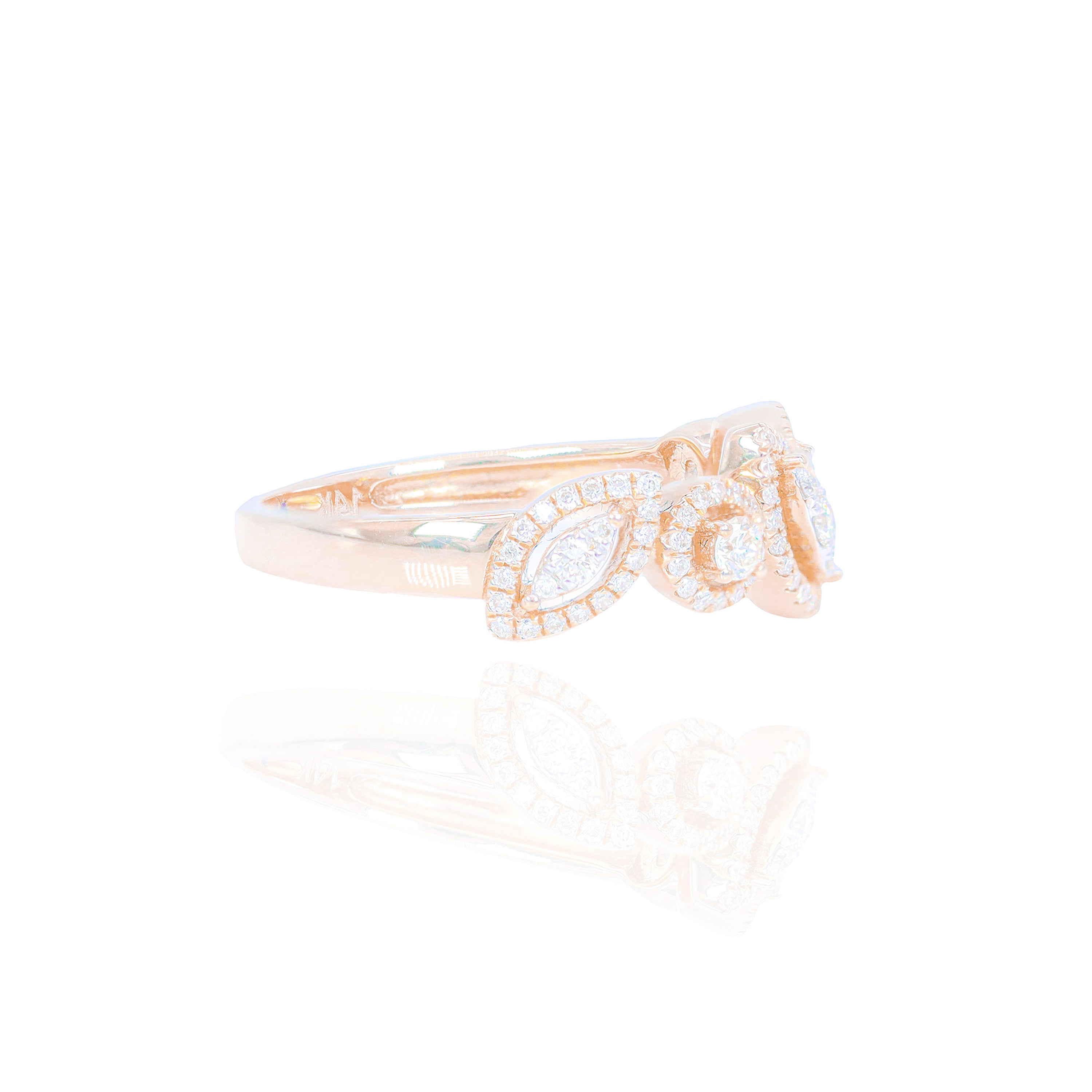 Marquise & Round Halo Shape Diamond Ring