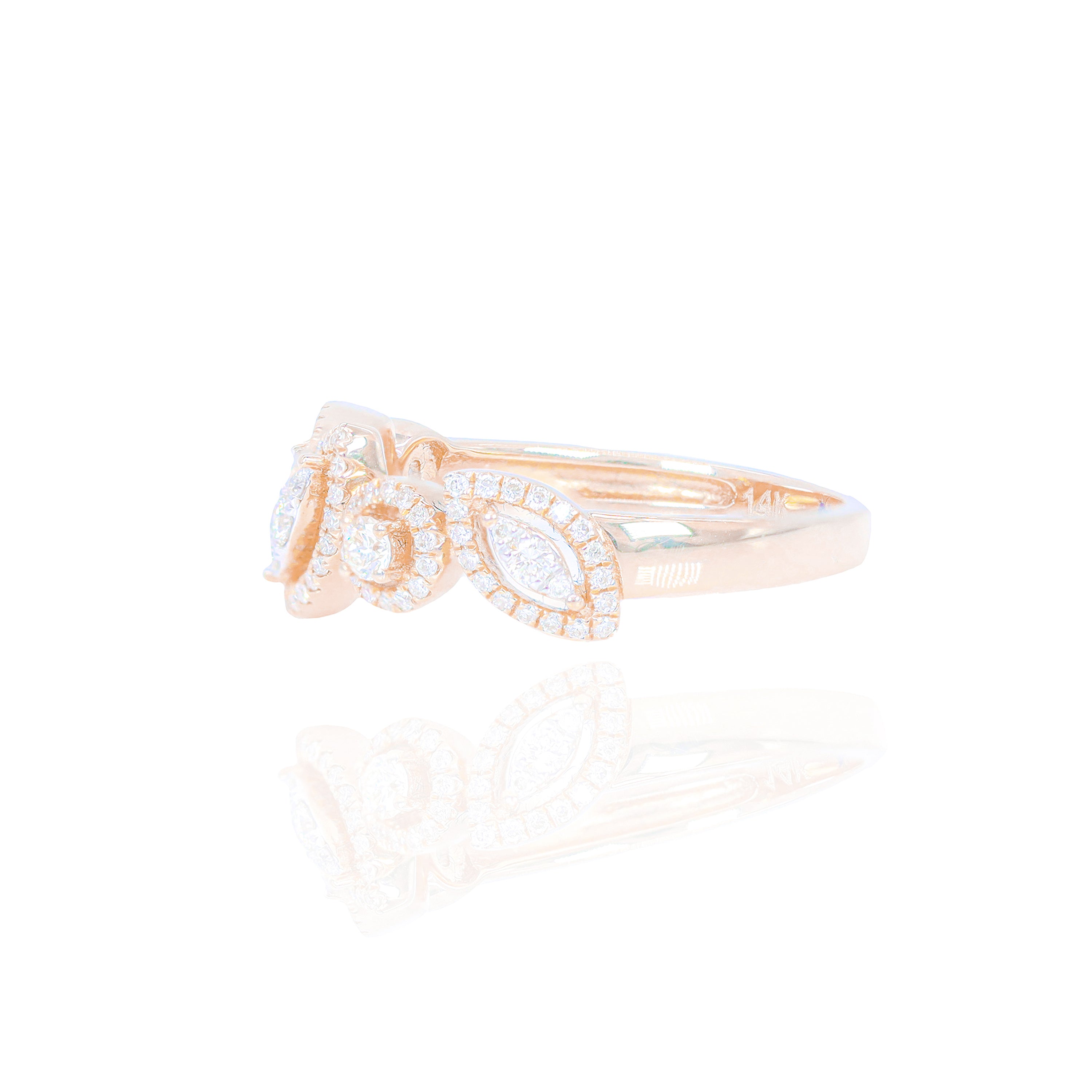 Marquise & Round Halo Shape Diamond Ring