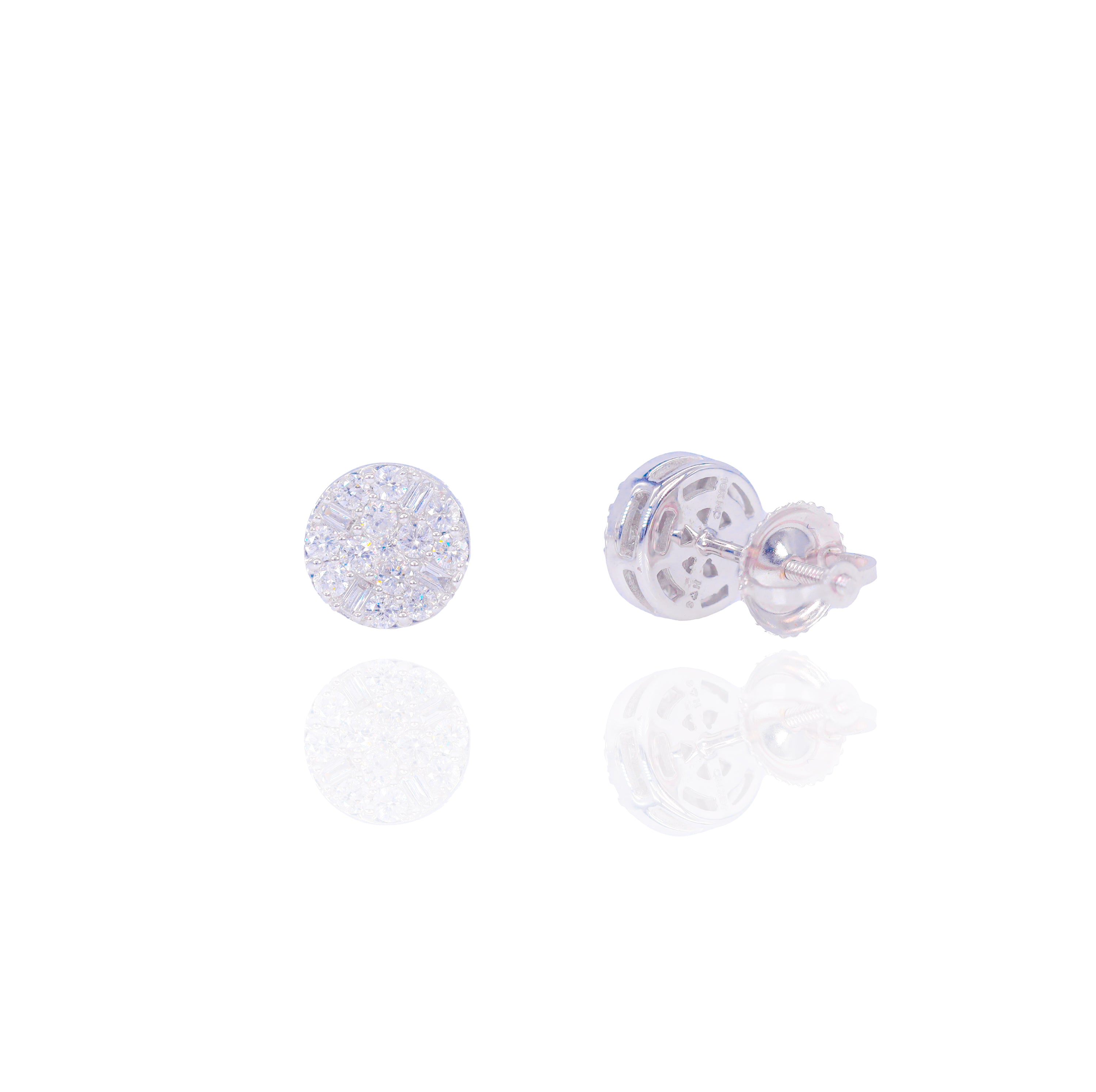 Cluster Baguette and Round Diamond Earrings