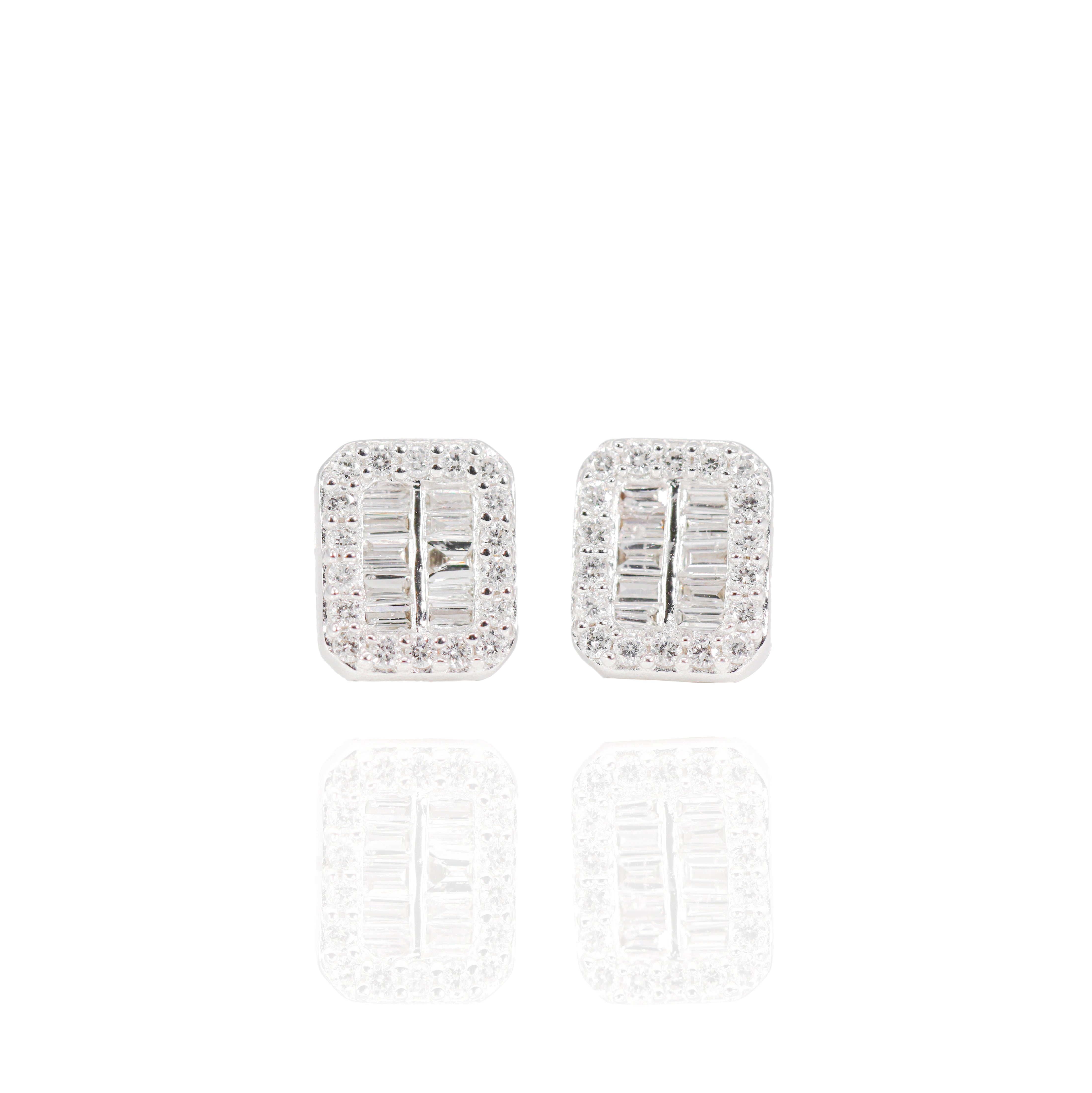 2 Row Baguette Center Diamond Earrings